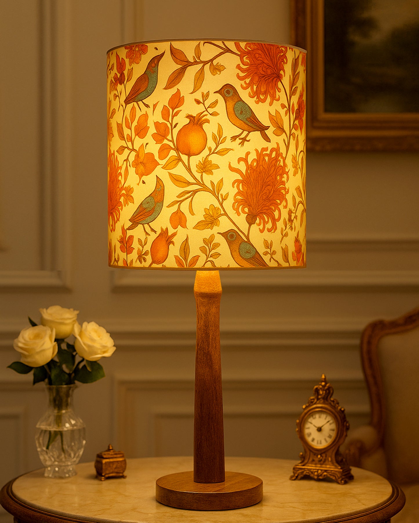 Modern Table Lamp, Wooden Base Modern Fabric Lampshade for Home Office Cafe Restaurant, Nordic Stick