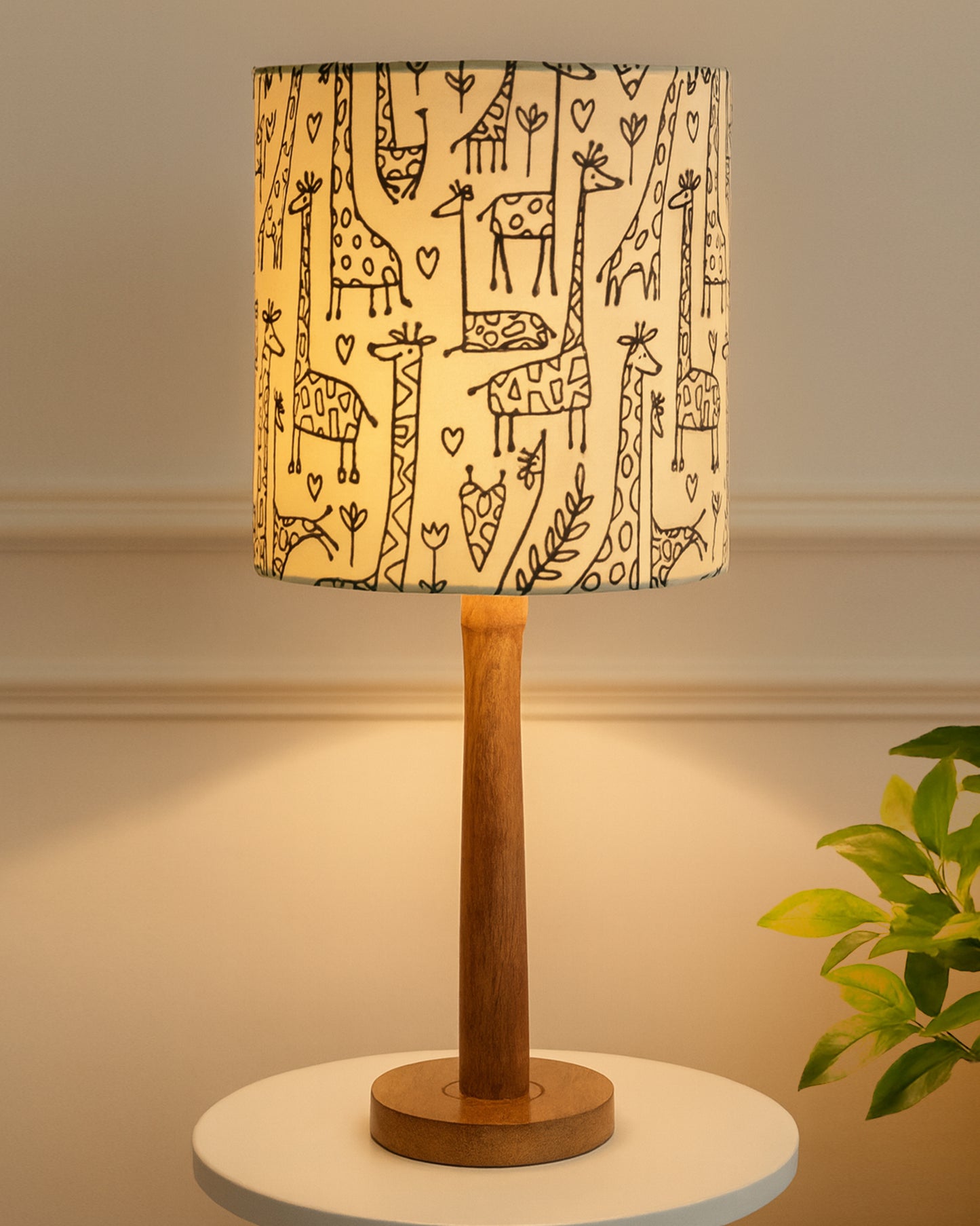 Modern Table Lamp, Wooden Base Modern Fabric Lampshade for Home Office Cafe Restaurant, Nordic Stick