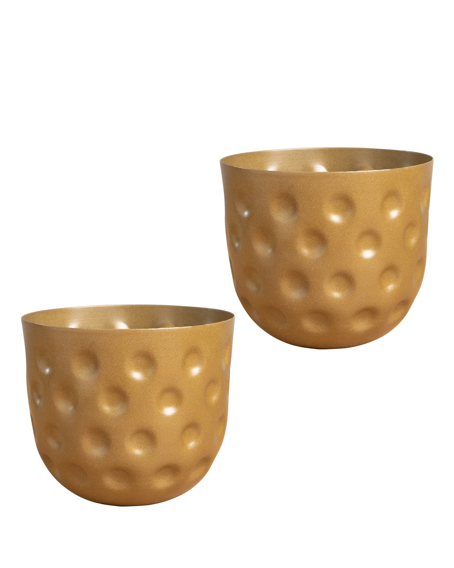 Country Style Belly Bucket Planters antique golden,set of 2
