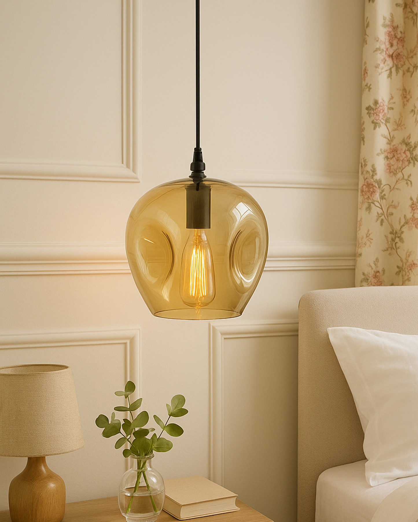 Pendant Light Blown Glass Bedside lsland Lighting Modern Ceiling Organic Design Hanging Drop