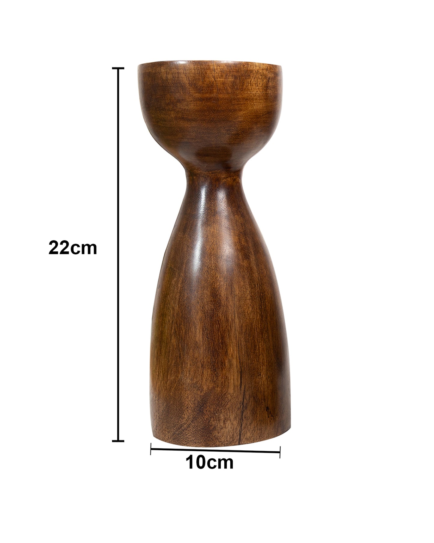 Wooden Pillar Candle Stand, Hand Crafted Wood Candle Holders for Living Room, Table Centerpiece, Hallway Decor Polish, Walnut Cubist