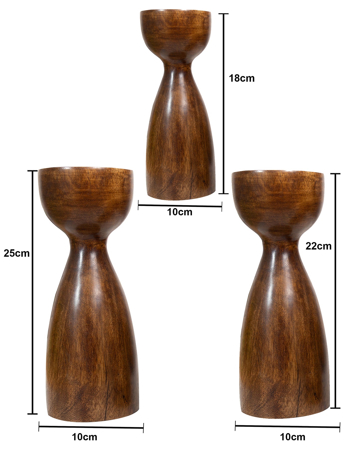 Wooden Pillar Candle Stand, Hand Crafted Wood Candle Holders for Living Room, Table Centerpiece, Hallway Decor Polish, Walnut Cubist