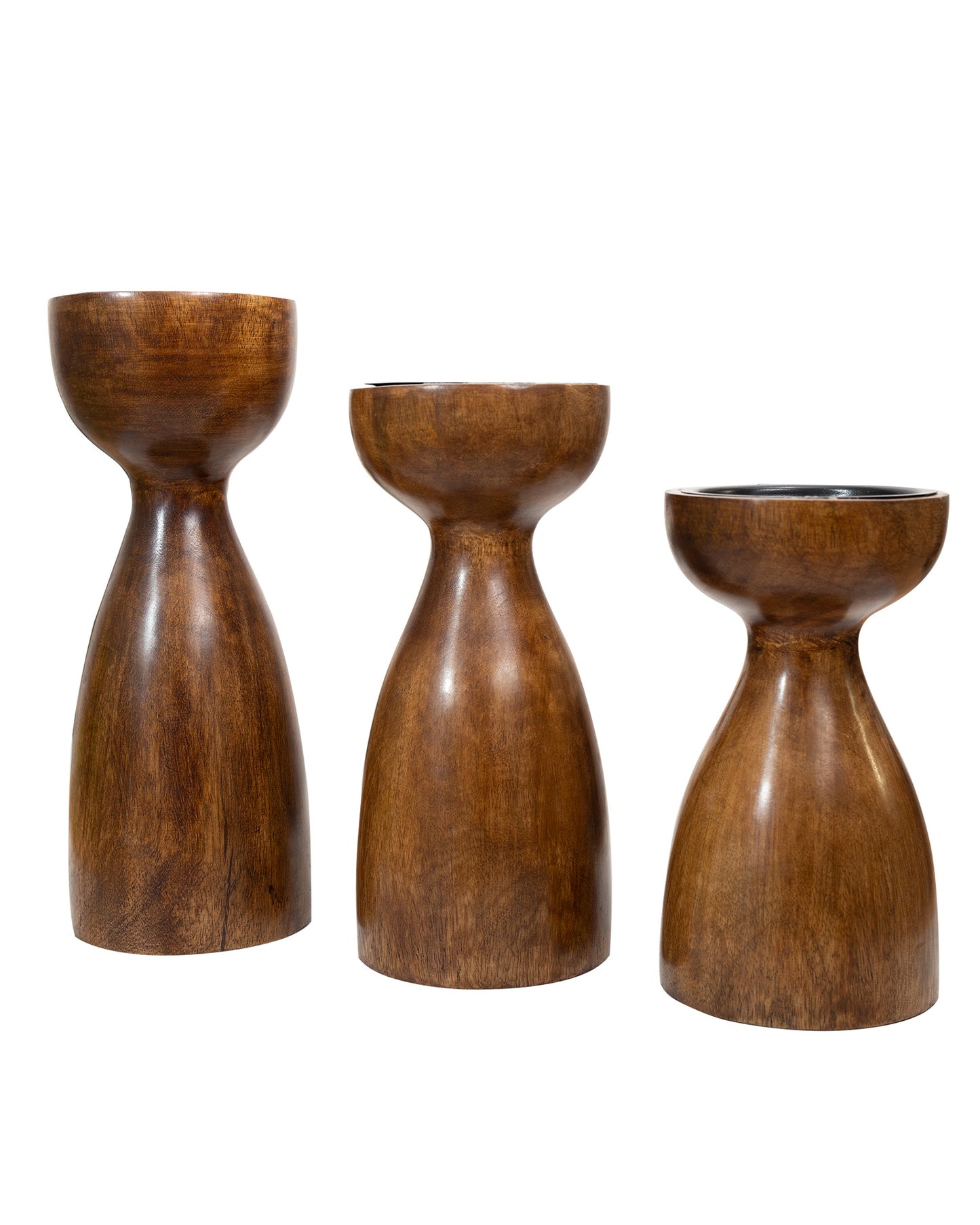 Wooden Pillar Candle Stand, Hand Crafted Wood Candle Holders for Living Room, Table Centerpiece, Hallway Decor Polish, Walnut Cubist