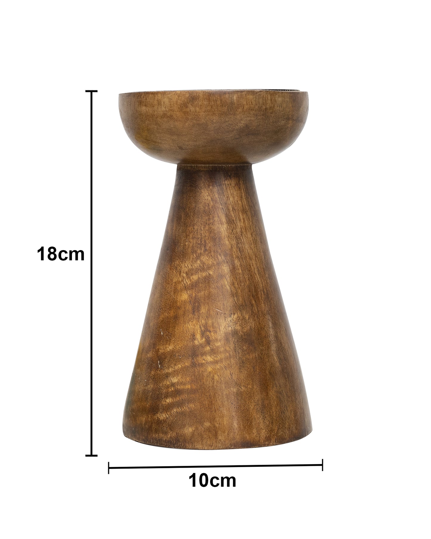 Wooden Pillar Candle Stand, Hand Crafted Wood Candle Holders for Living Room, Table Centerpiece, Hallway Decor Polish, Walnut Cone