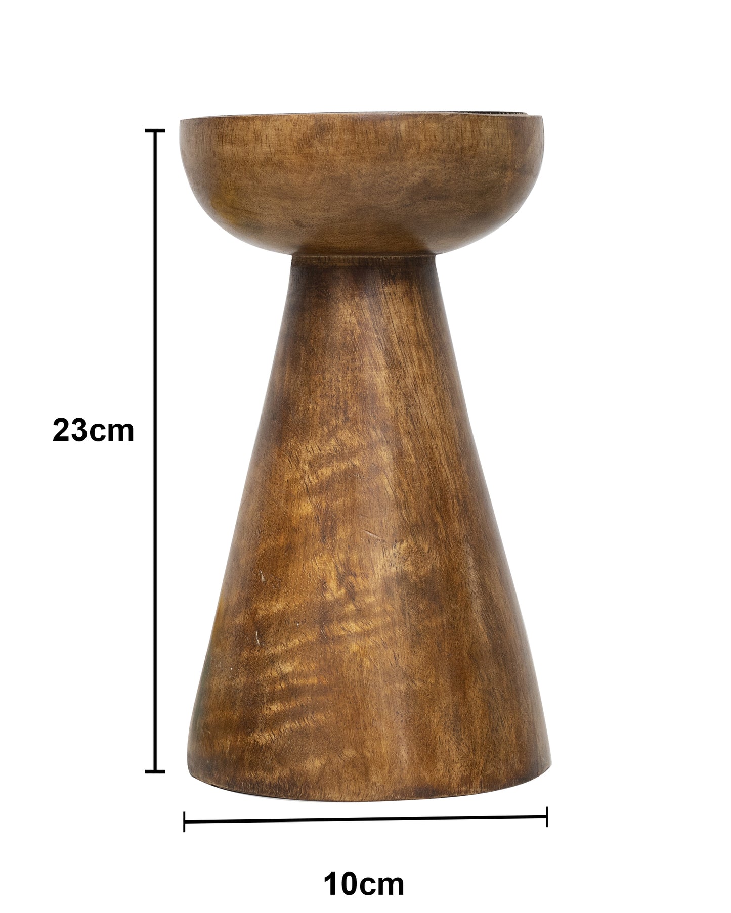 Wooden Pillar Candle Stand, Hand Crafted Wood Candle Holders for Living Room, Table Centerpiece, Hallway Decor Polish, Walnut Cone