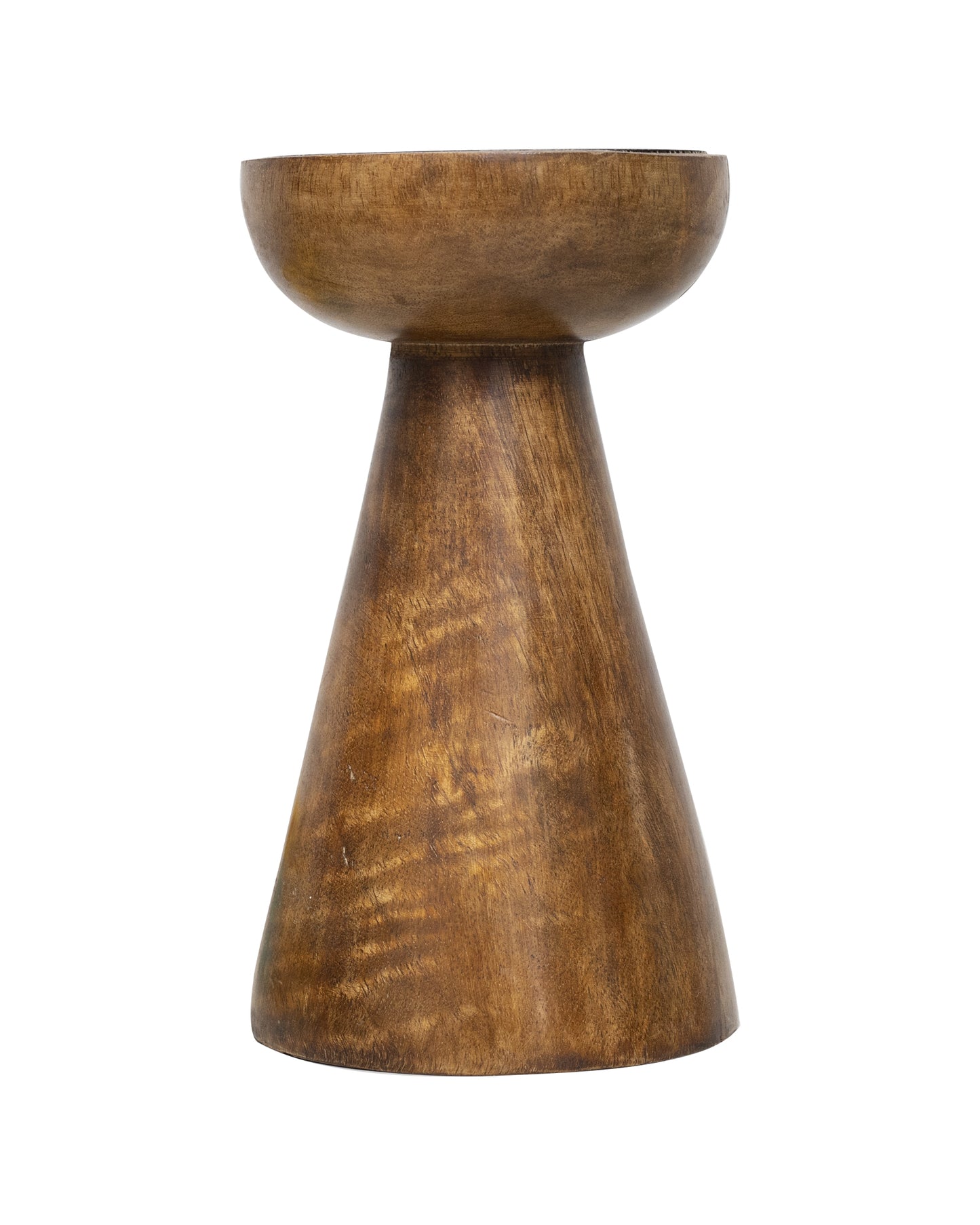 Wooden Pillar Candle Stand, Hand Crafted Wood Candle Holders for Living Room, Table Centerpiece, Hallway Decor Polish, Walnut Cone