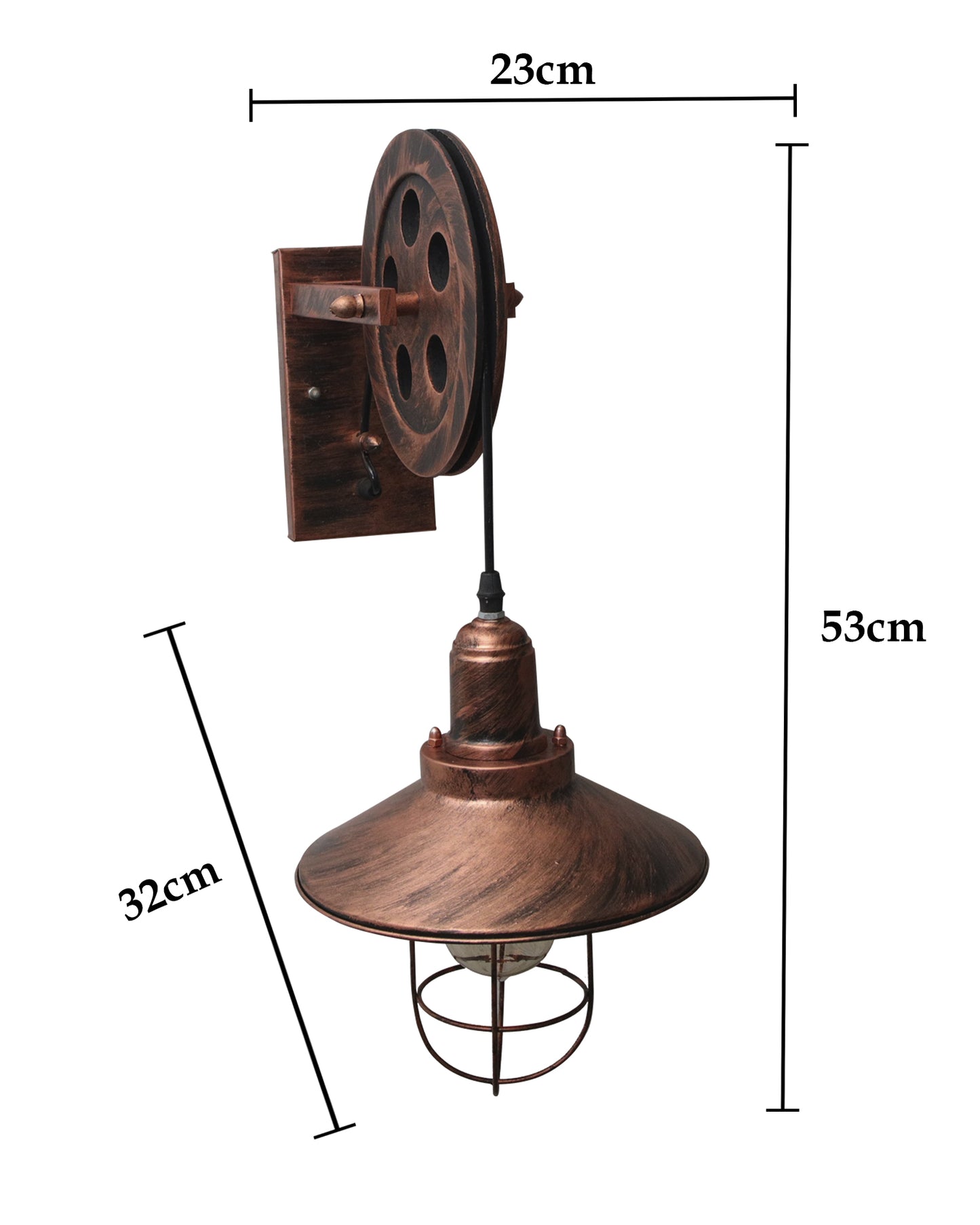 Industrial Mid Century Iron Wall Cone Lift Pulley Iron Cone Shade Indoor Lighting Barn Restaurant Bronze