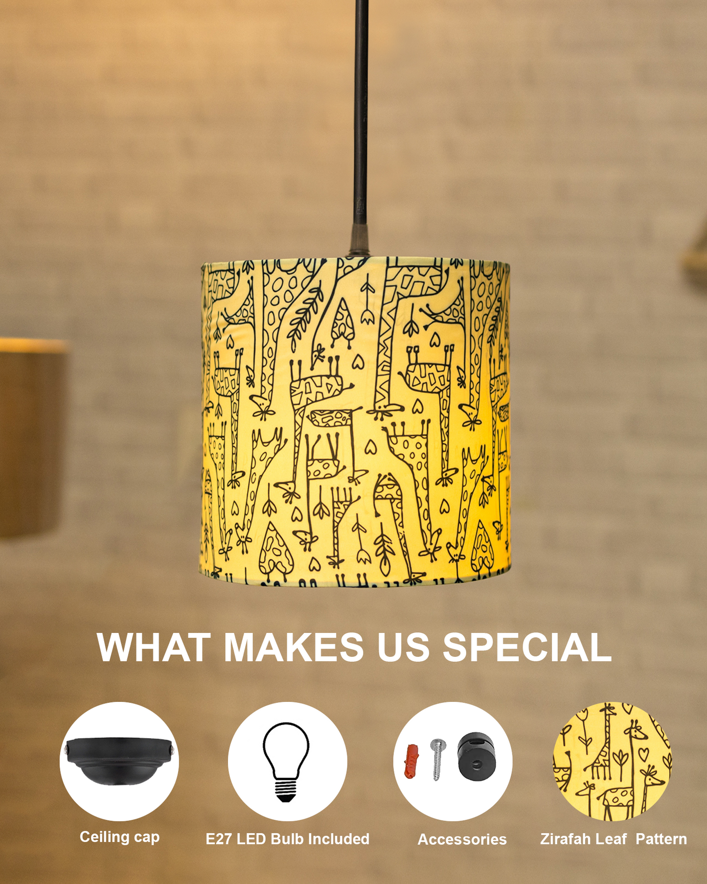 Birds Hanging Drum Lamp Shade, Decorative Light Lamp for Living Room, Home, Bedroom