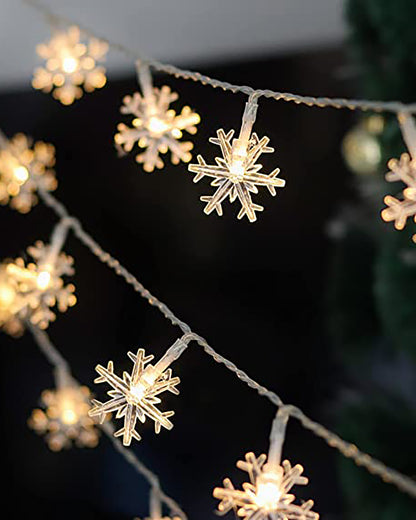 5M Snowflake Shaped LED String Lights for Christmas Indoor Outdoor, Party,Festival Garden Decor
