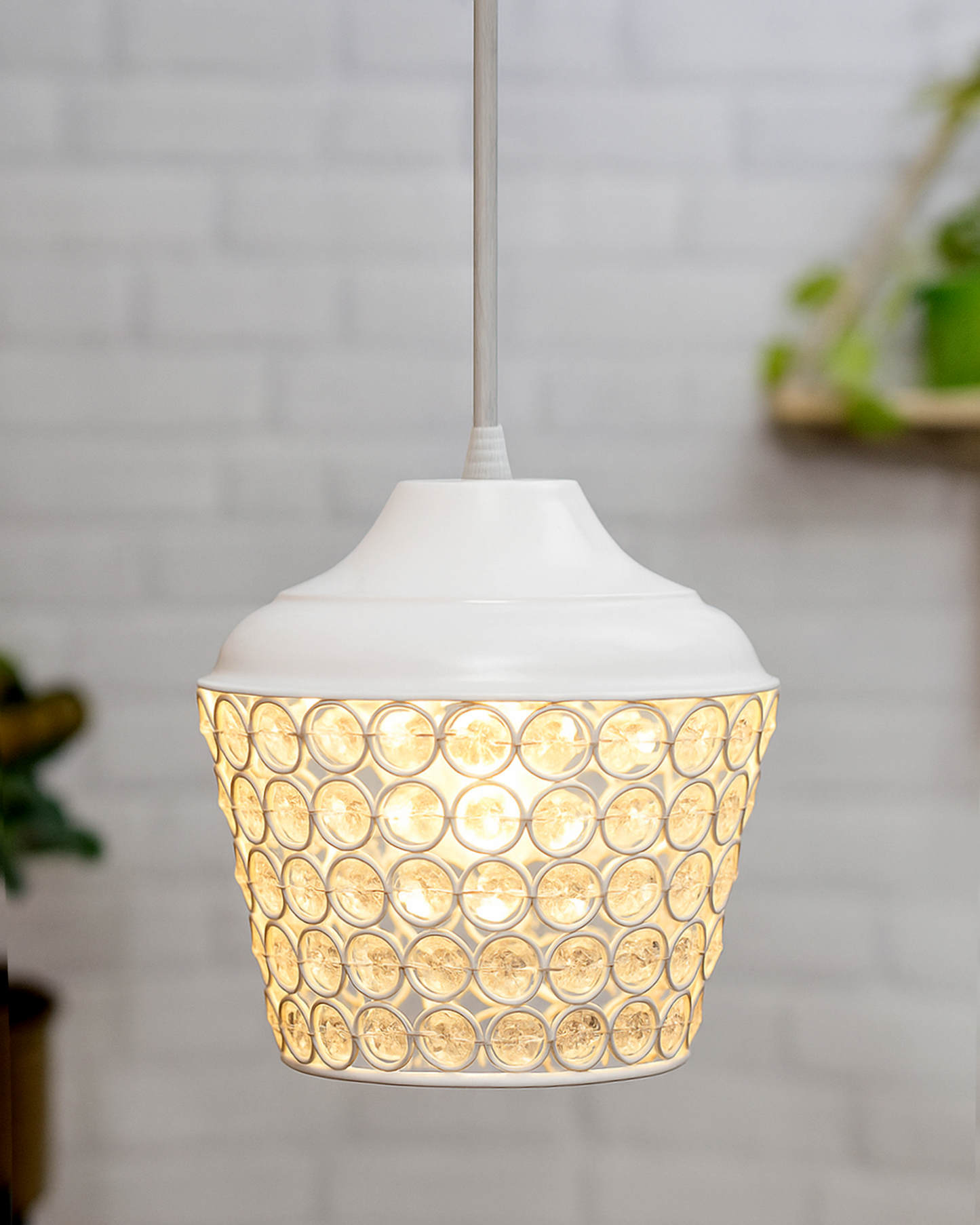 6.5" Glossy Crystal hanging lantern light, ceiling light, Nordic E27 pendant