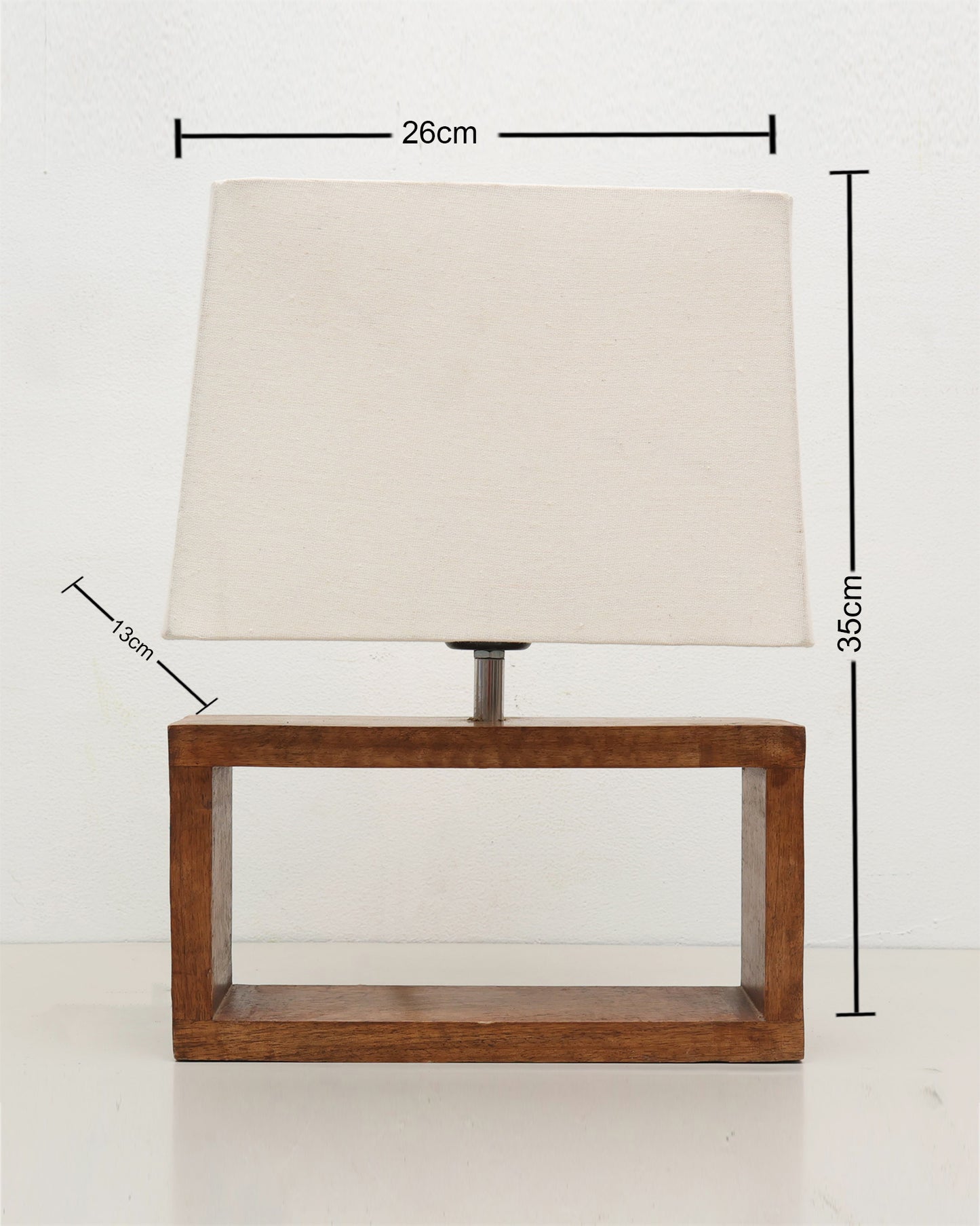 Wood Table Lamp French Country Rustic Bedside Desk Nightstand Lamp for Bedroom Living Room Office LED Bulb Included, Walnut Rectangle.