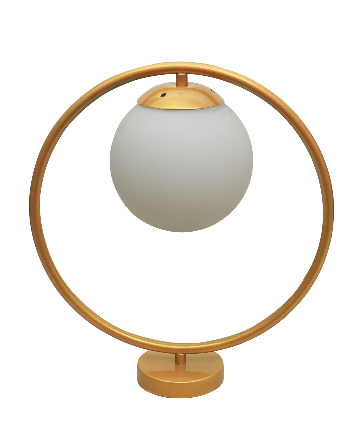 Modern Bedside Night Lamp Mini Gold Table Light Metal Gold Finished Bedside Desk Lamp with Milky White Shade for Living Room Bedroom, Round