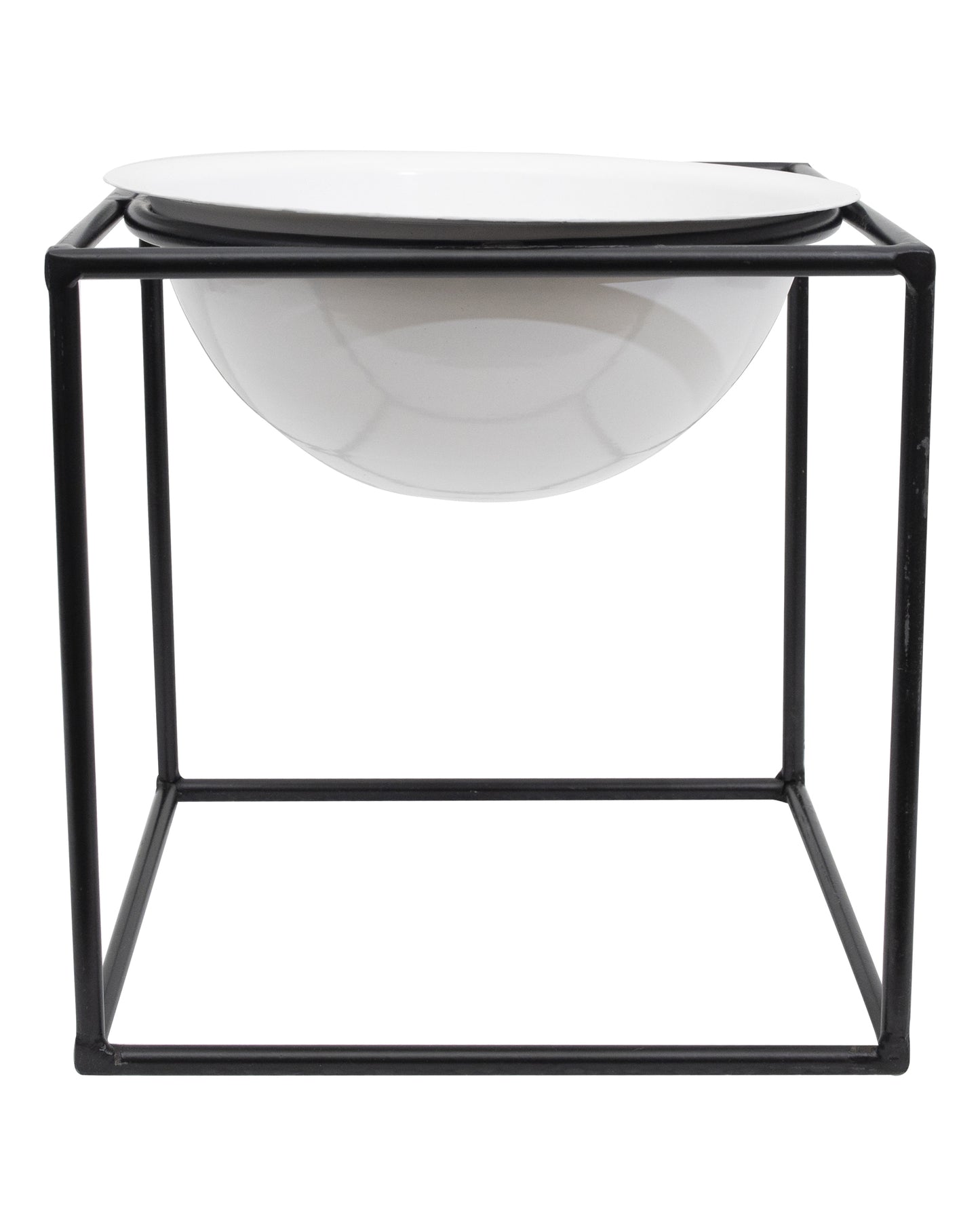 Metal Planters Outdoor & Indoor, Metal Farmhouse Decor for Garden, Patio, Porch & Balcony, Pots with Stand, Front Door Decorative set of 3, Black Cube Base, White