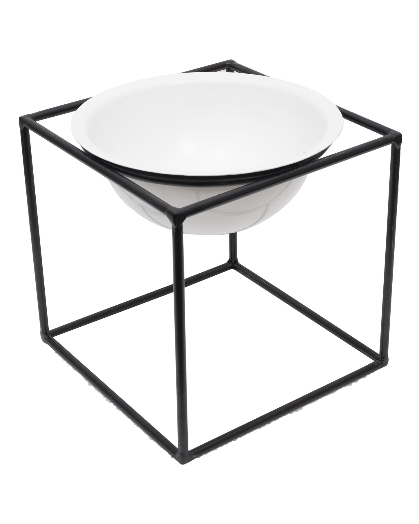 Metal Planters Outdoor & Indoor, Metal Farmhouse Decor for Garden, Patio, Porch & Balcony, Pots with Stand, Front Door Decorative set of 3, Black Cube Base, White