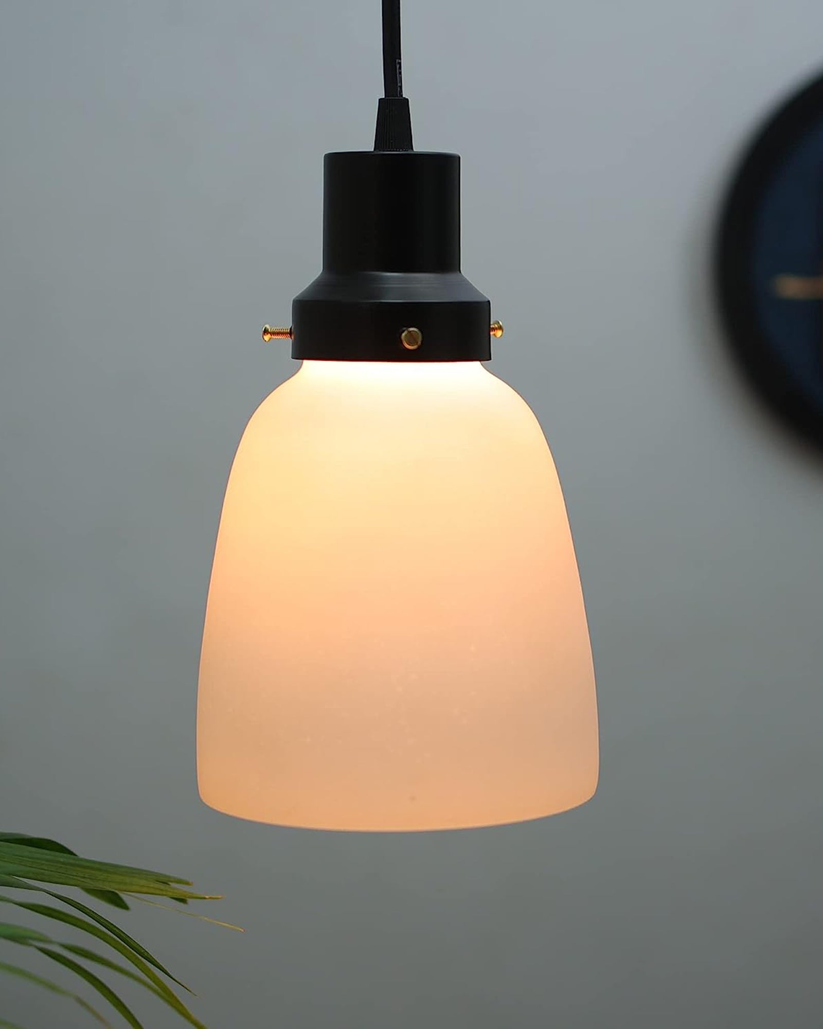 Pendant Light Fixtures Adjustable Hanging Lights Vintage White Frosted Glass Shade Nordic Dining Room Living Room Bedroom, Matt Black Fitting