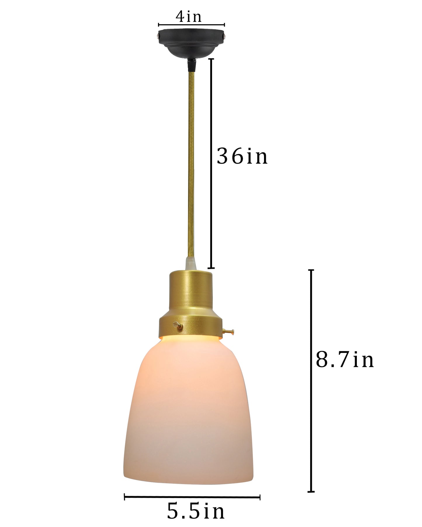 Pendant Light Fixtures Adjustable Hanging Lights Vintage White Frosted Glass Shade Nordic Dining Room Living Room Bedroom, Glossy Golden Fitting