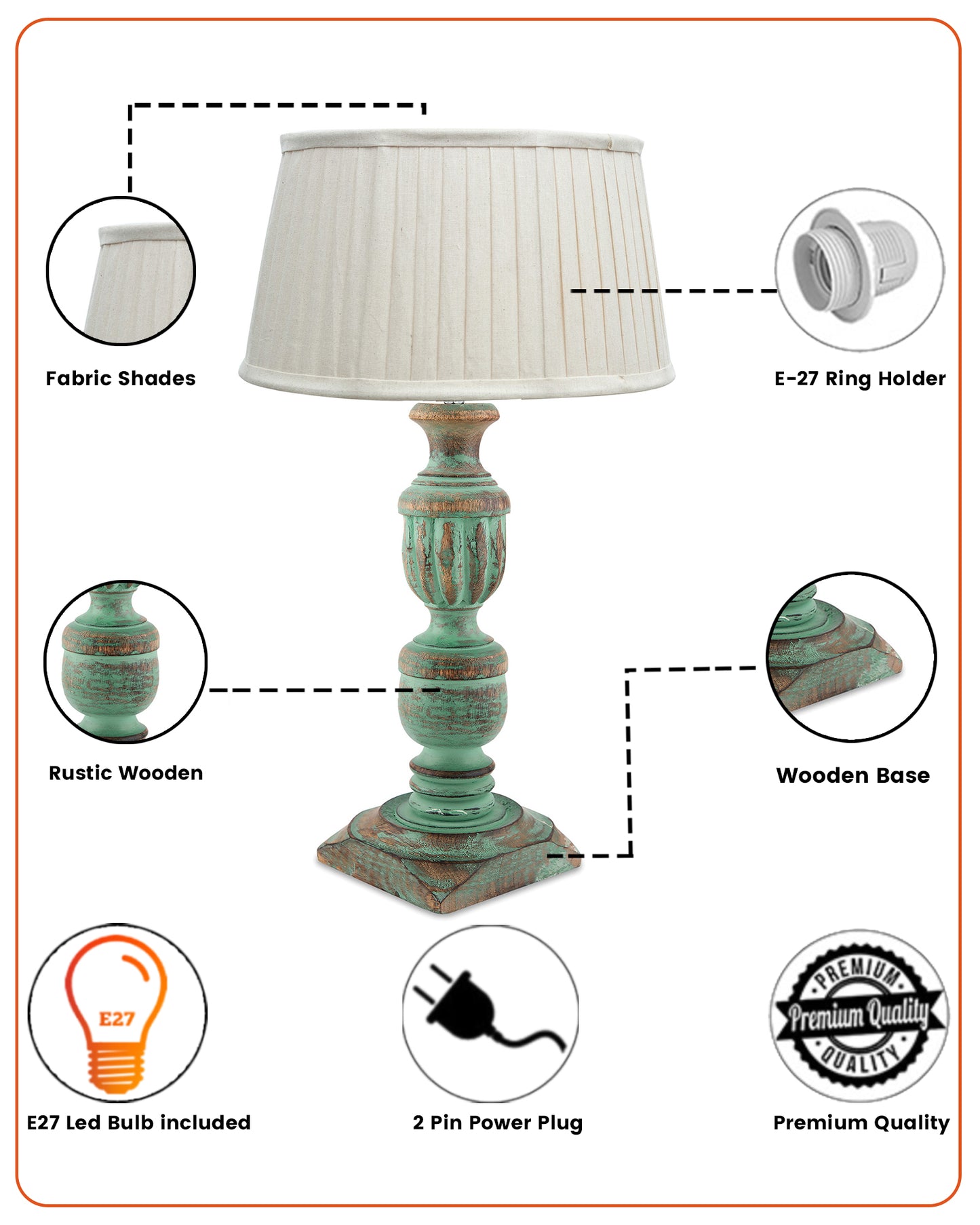 Rustic Algae French Trophy Carved Table lamp with Empire Pleated Shade