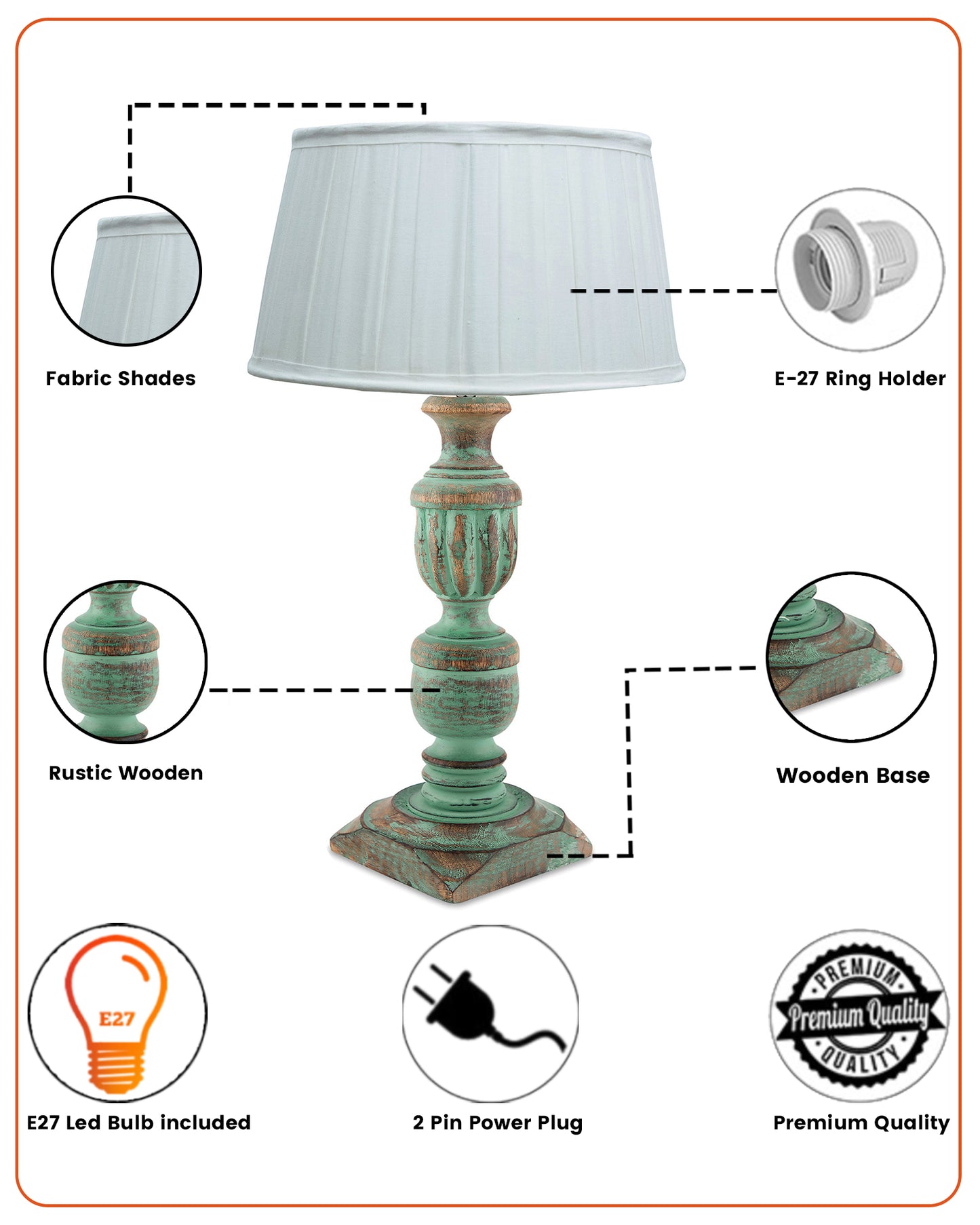 Rustic Algae French Trophy Carved Table lamp with Empire Pleated Shade
