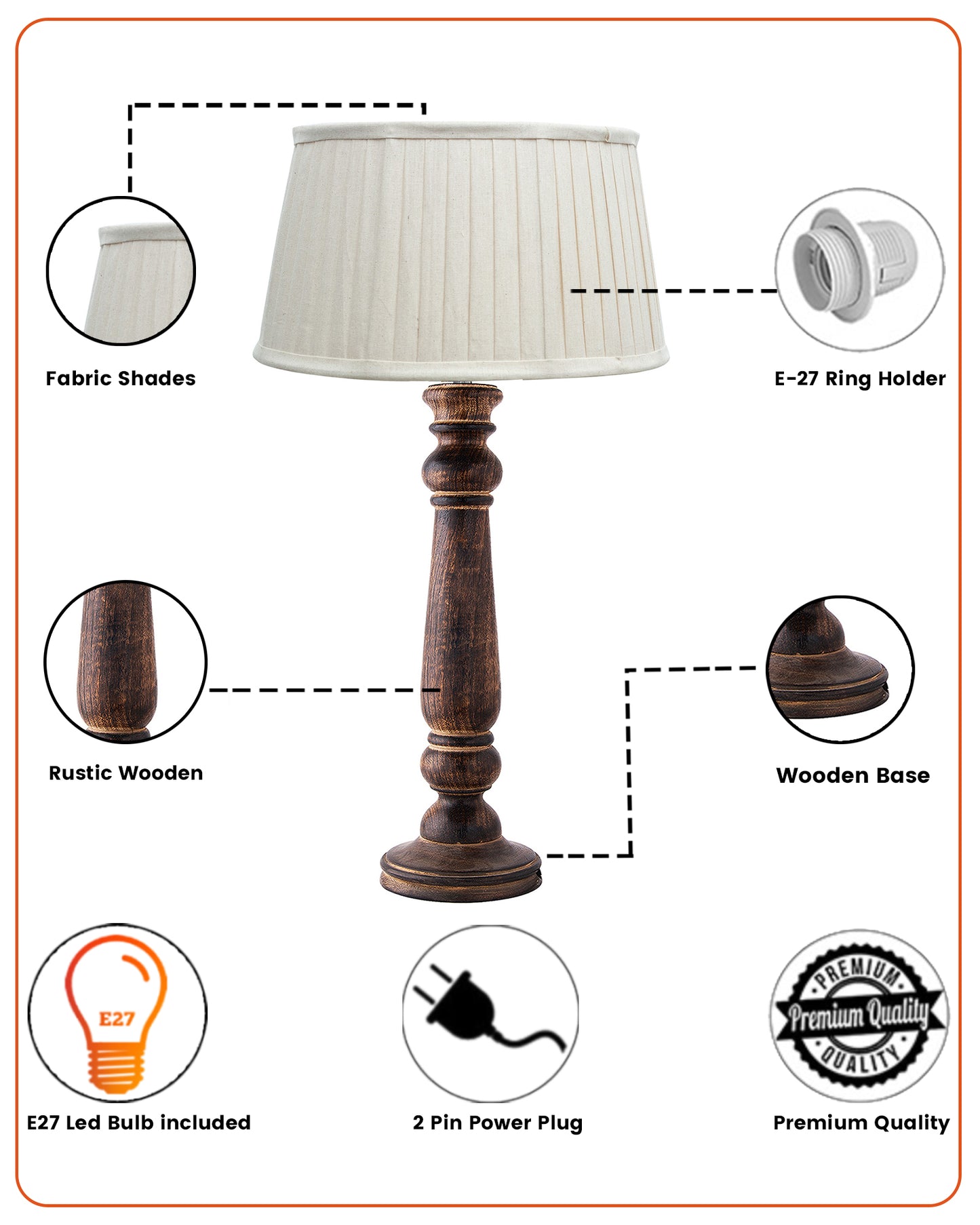 Floral Carved Black Wood Table Lamp With Empire Pleated Shade