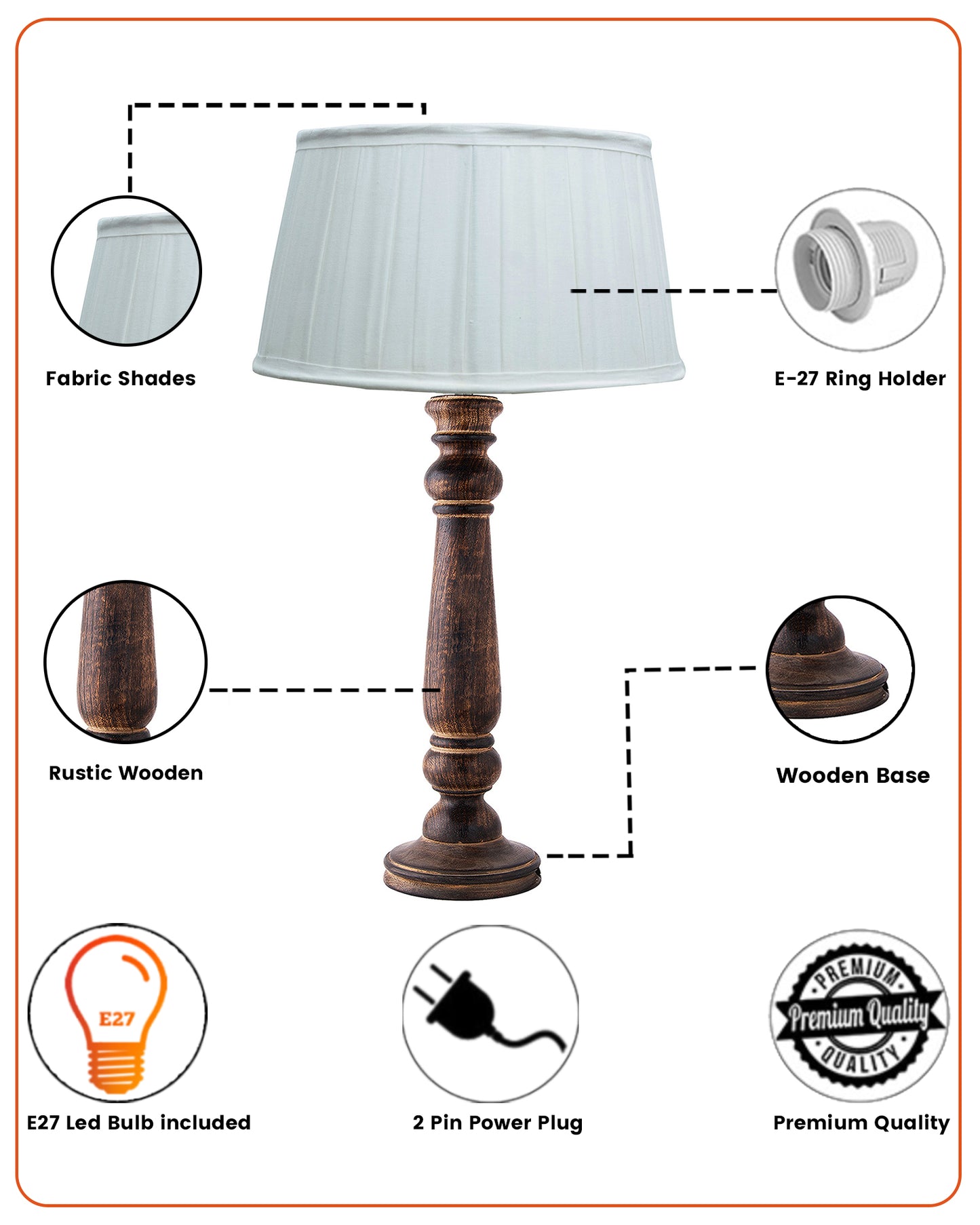 Floral Carved Black Wood Table Lamp With Empire Pleated Shade