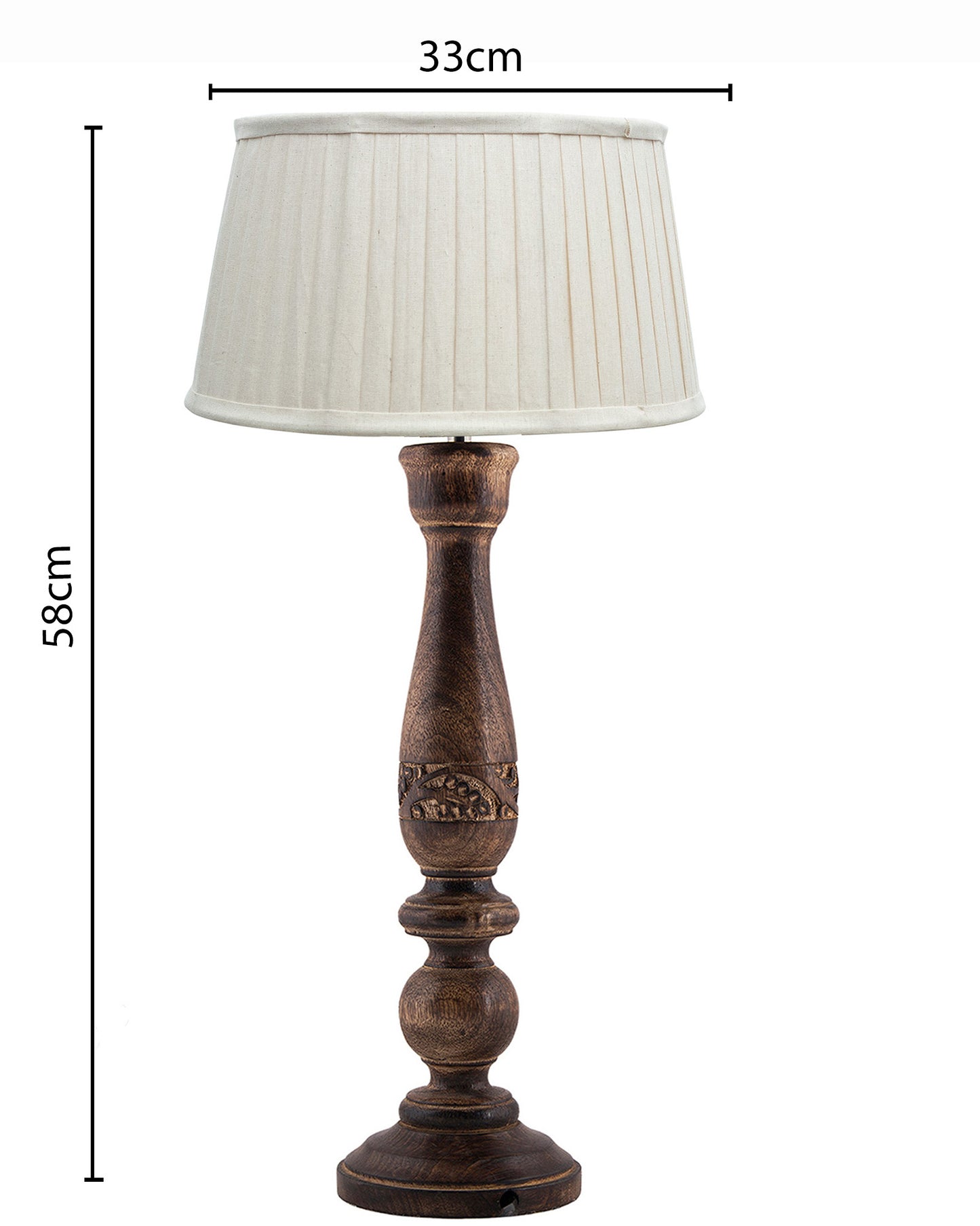 Mable Antique Wooden Table Lamp with Empire Pleated Shade