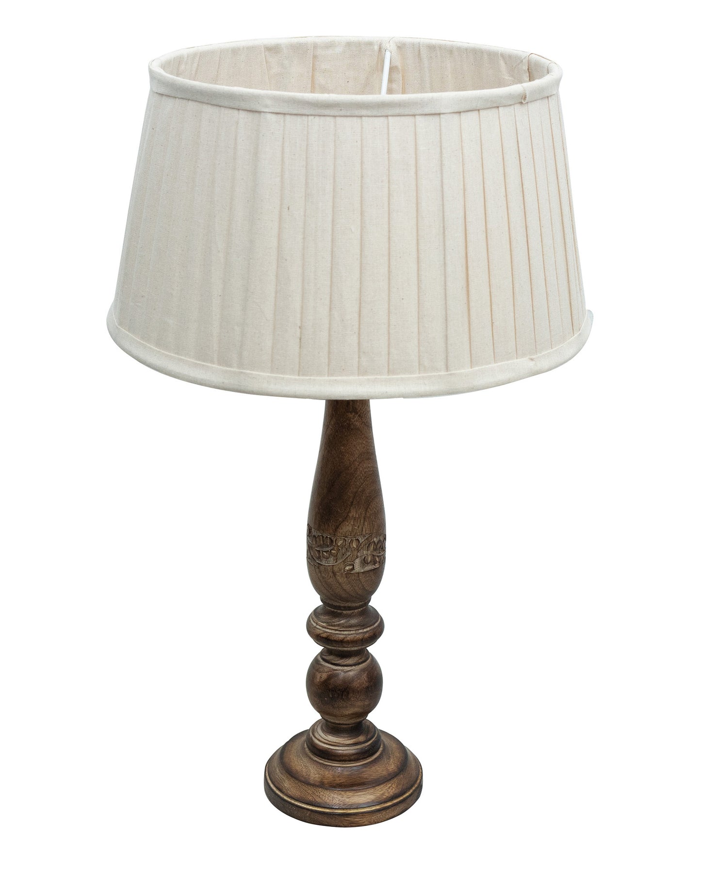 Mable Antique Wooden Table Lamp with Empire Pleated Shade