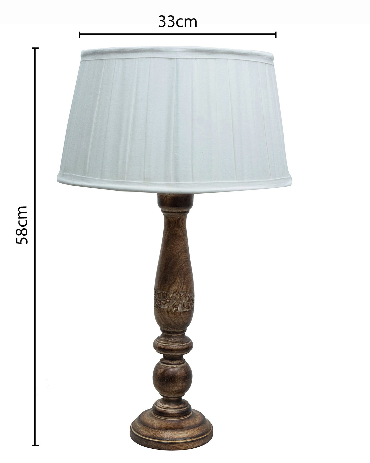 Mable Antique Wooden Table Lamp with Empire Pleated Shade