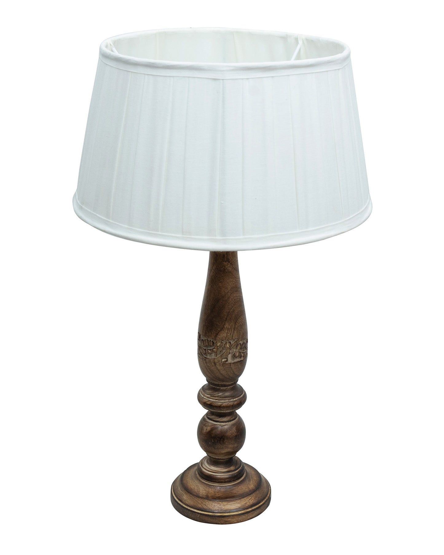 Mable Antique Wooden Table Lamp with Empire Pleated Shade