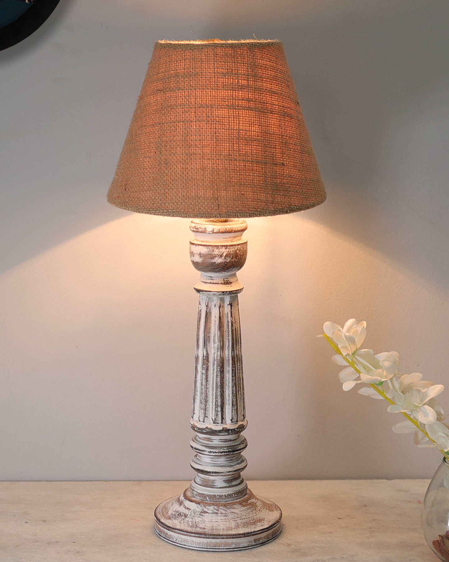 Traditional Country Cottage Table Lamp Antique White Athens Desk Lamp for Bedroom Living Room