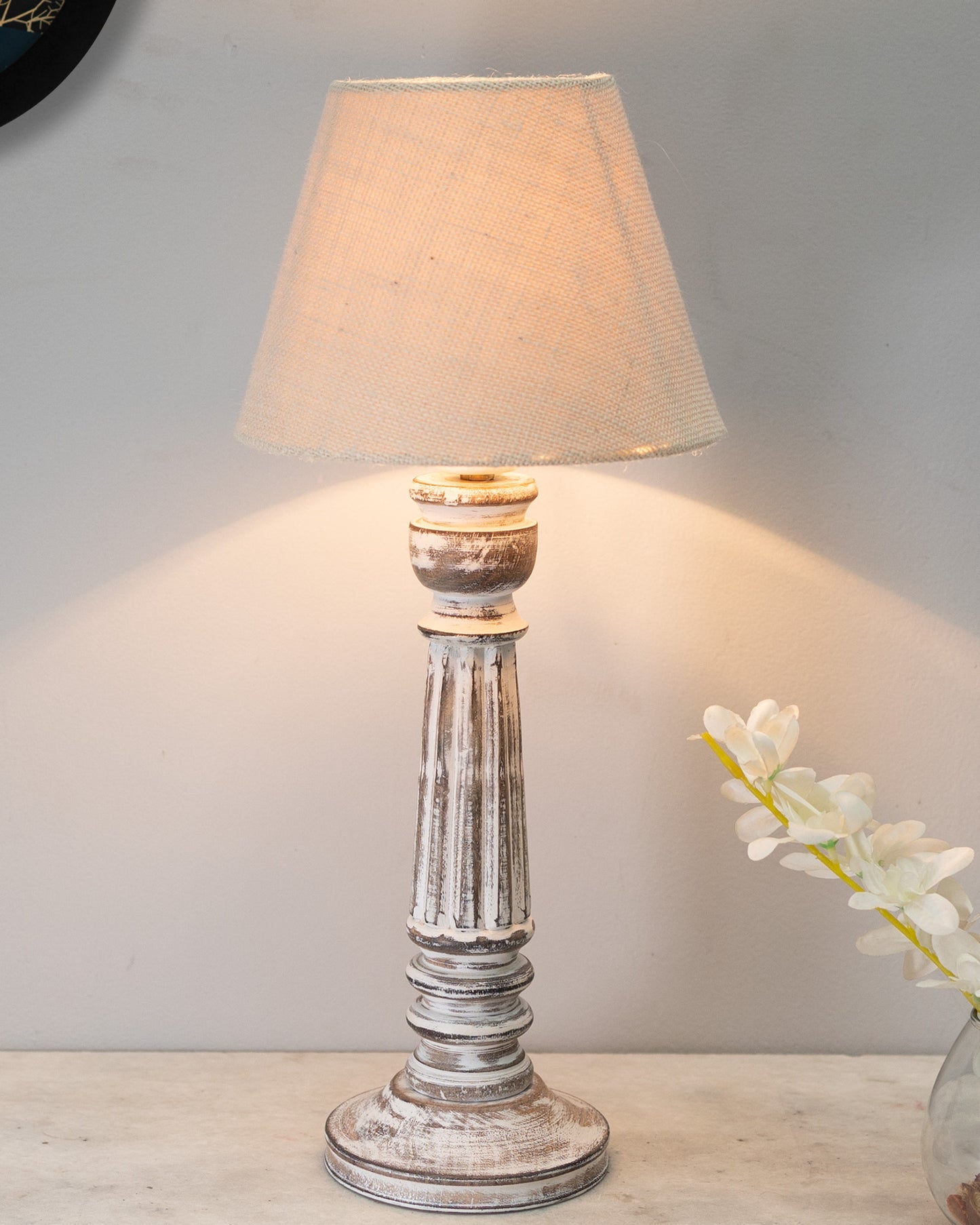 Traditional Country Cottage Table Lamp Antique White Athens Desk Lamp for Bedroom Living Room