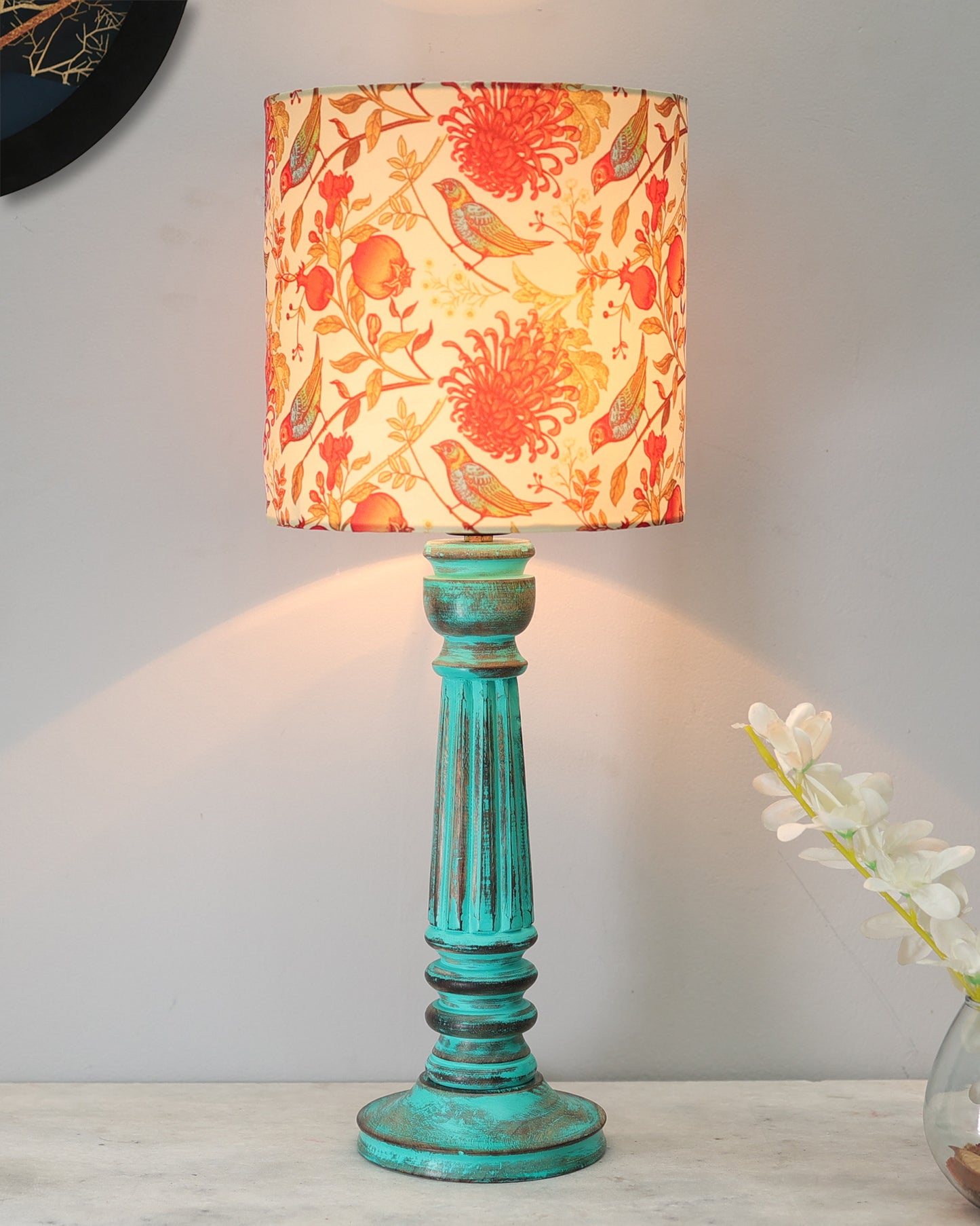 Traditional Country Cottage Table Lamp Antique Algae Athens Desk Lamp for Bedroom Living Room