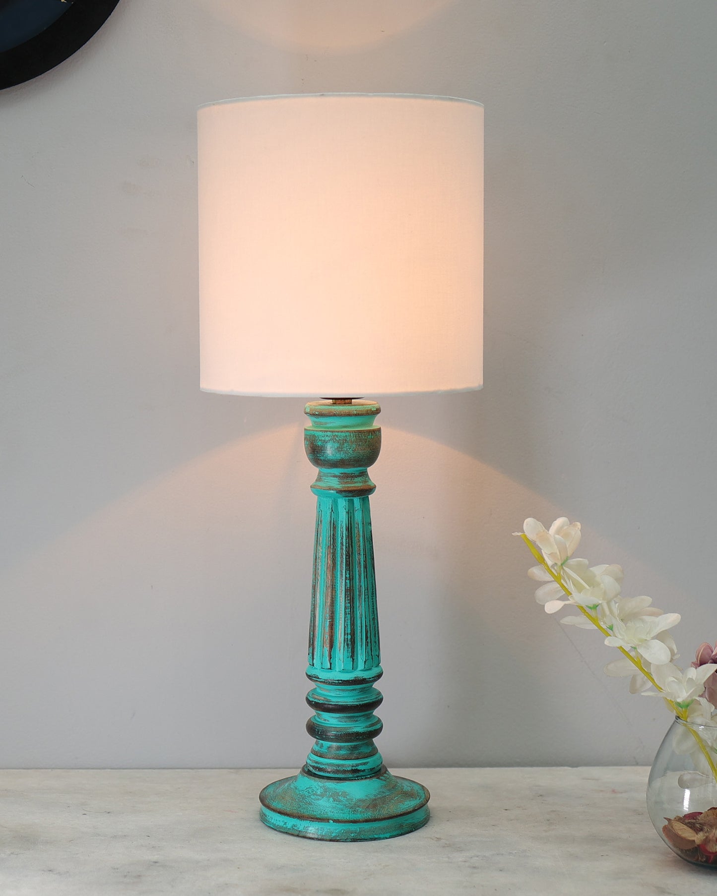 Traditional Country Cottage Table Lamp Antique Algae Athens Desk Lamp for Bedroom Living Room