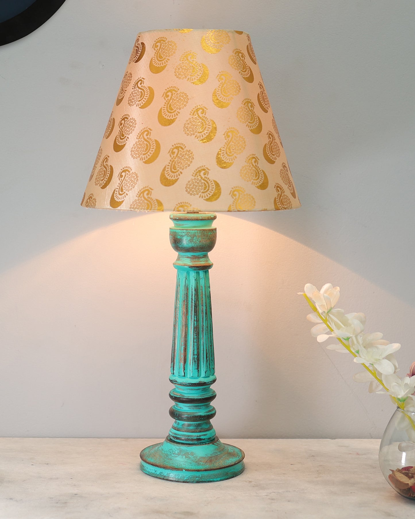 Traditional Country Cottage Table Lamp Antique Algae Athens Desk Lamp for Bedroom Living Room