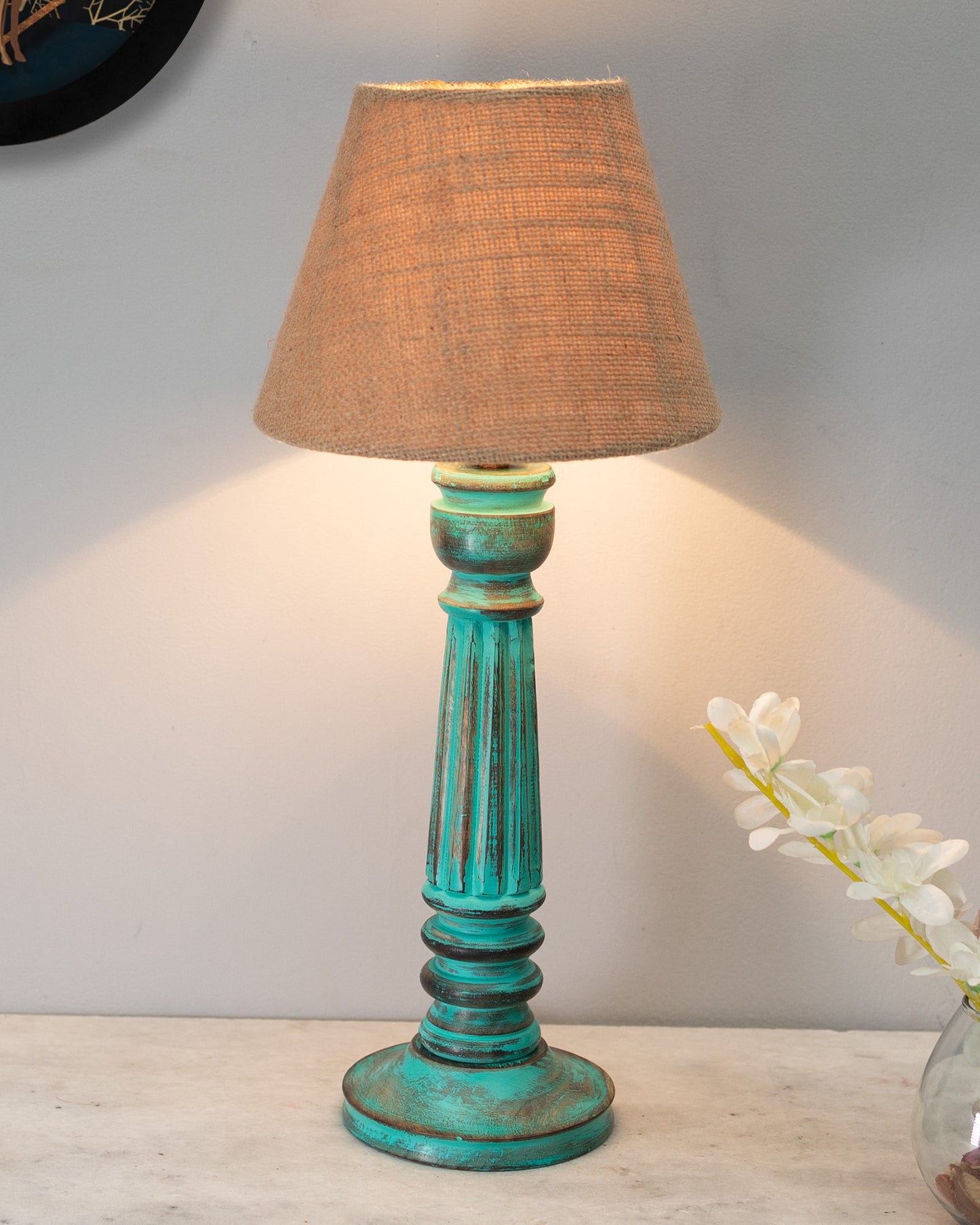 Traditional Country Cottage Table Lamp Antique Algae Athens Desk Lamp for Bedroom Living Room