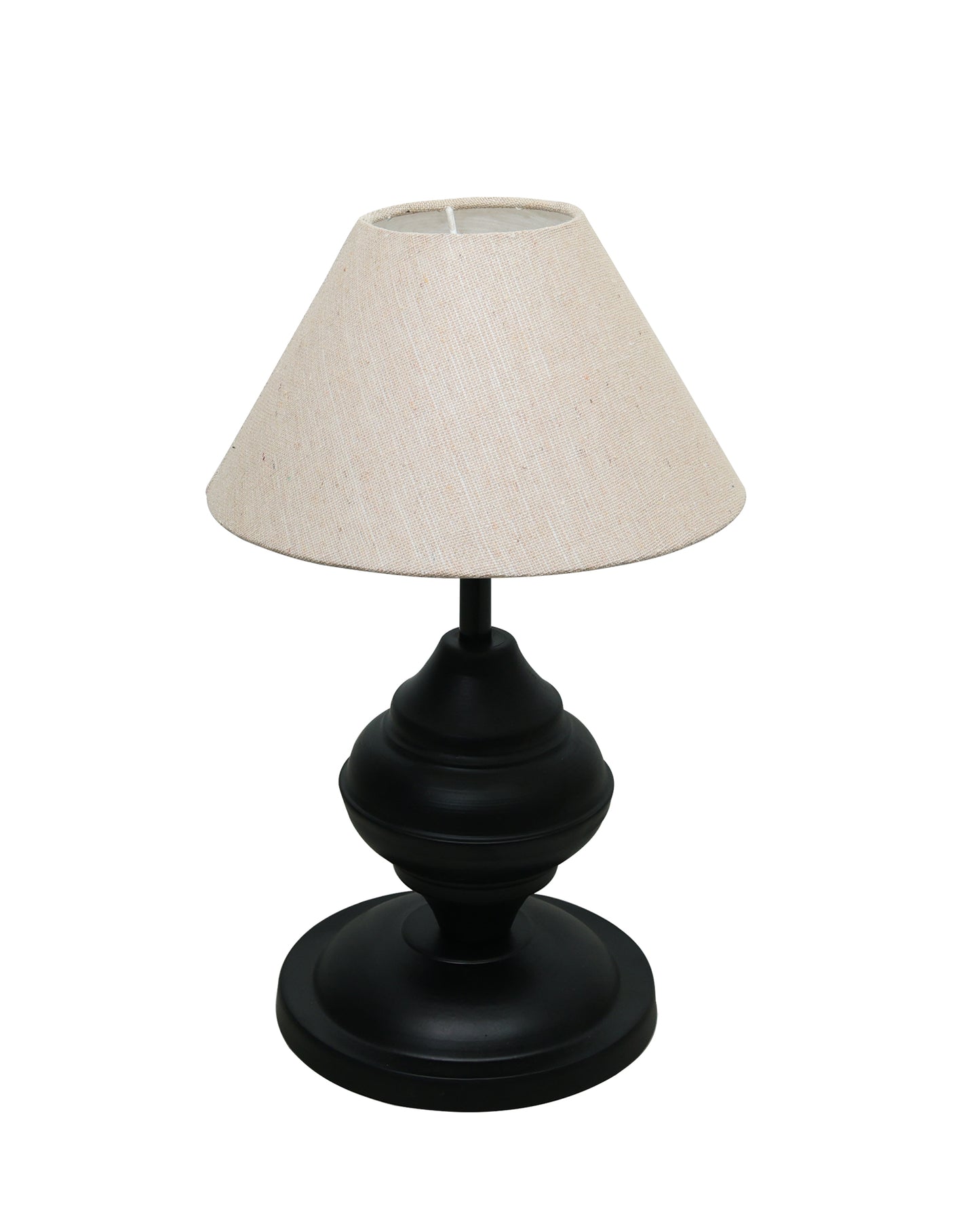 Black Metal Urn Table Lamp with Fabric Shade, B22 holder Nightstand Lamp