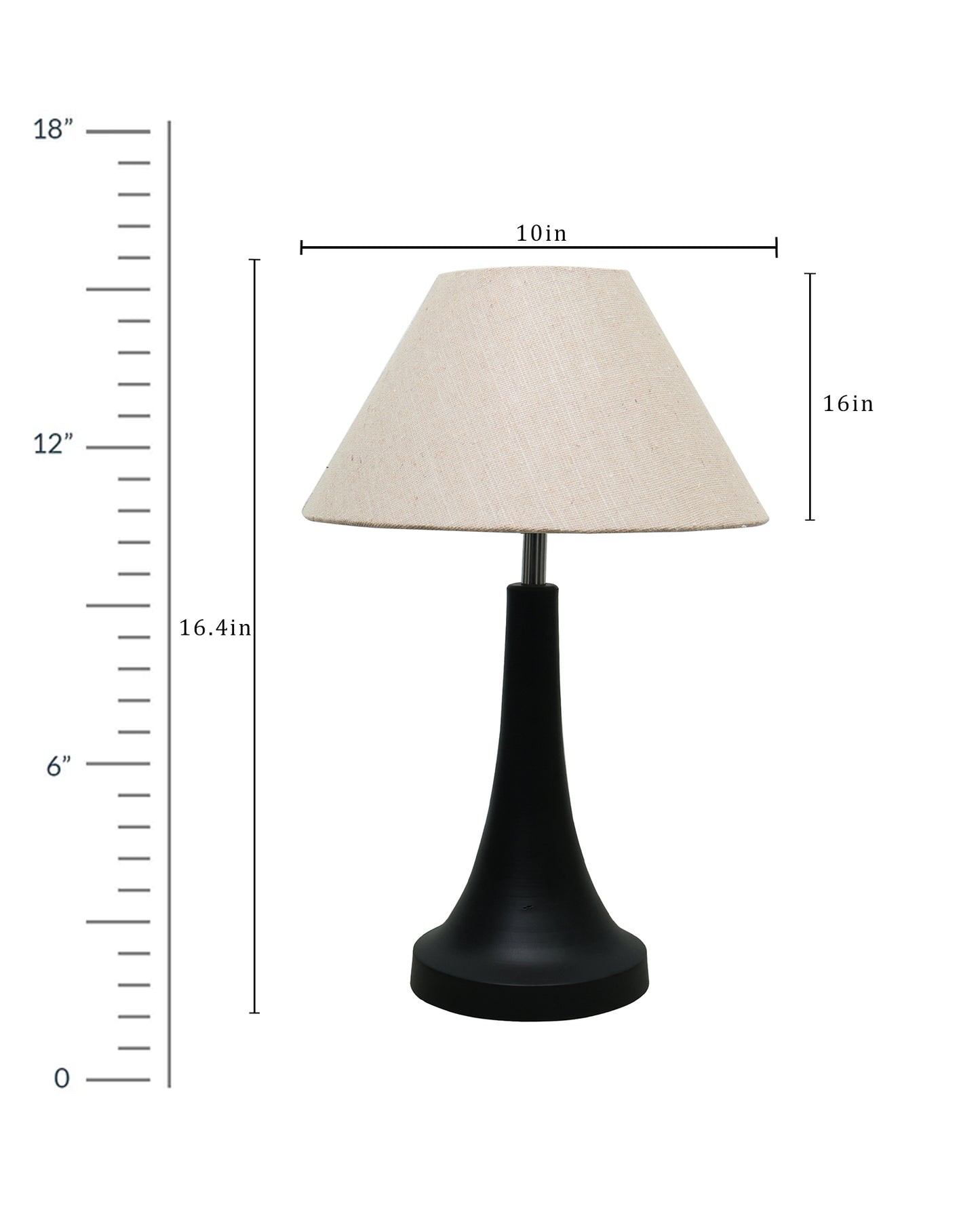 Black Metal Cone Table Lamp with Fabric Shade, B22 holder Nightstand Lamp