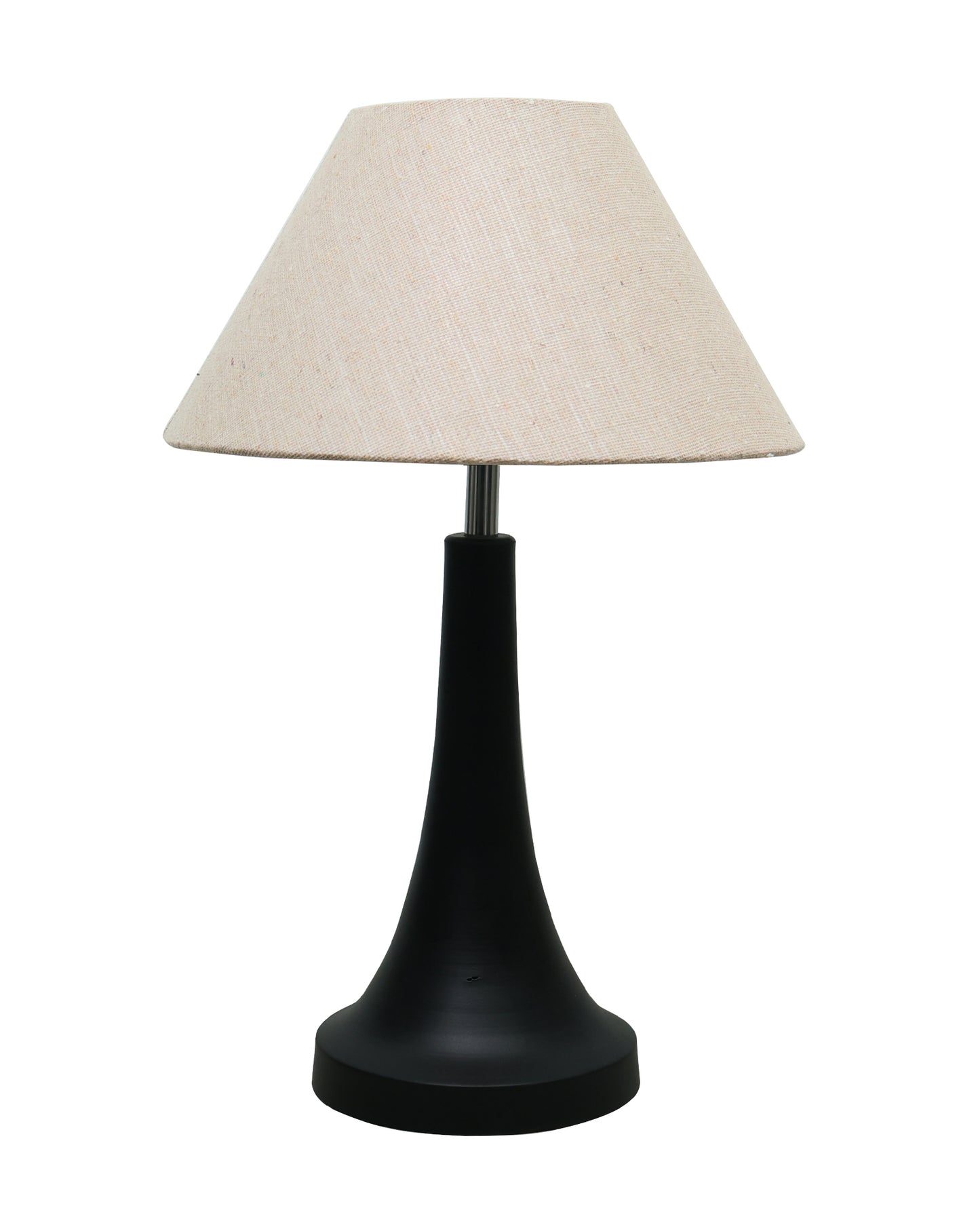 Black Metal Cone Table Lamp with Fabric Shade, B22 holder Nightstand Lamp