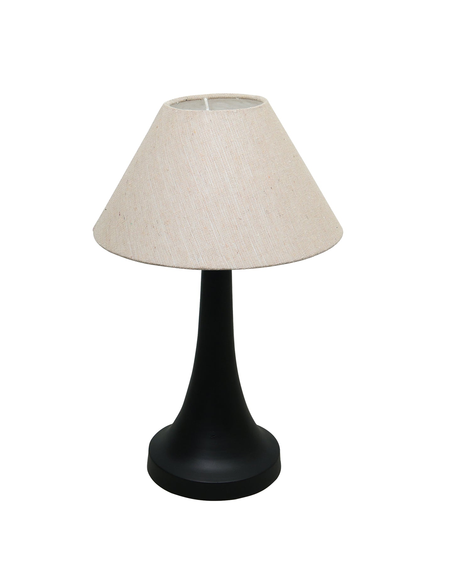 Black Metal Cone Table Lamp with Fabric Shade, B22 holder Nightstand Lamp