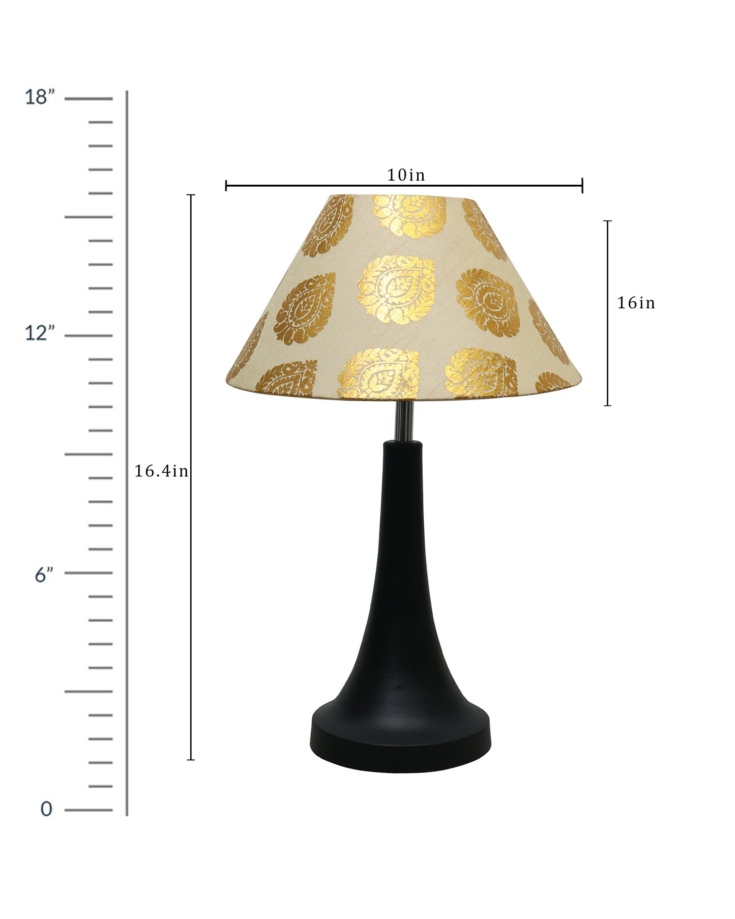 Black Metal Cone Table Lamp with Fabric Shade, B22 holder Nightstand Lamp