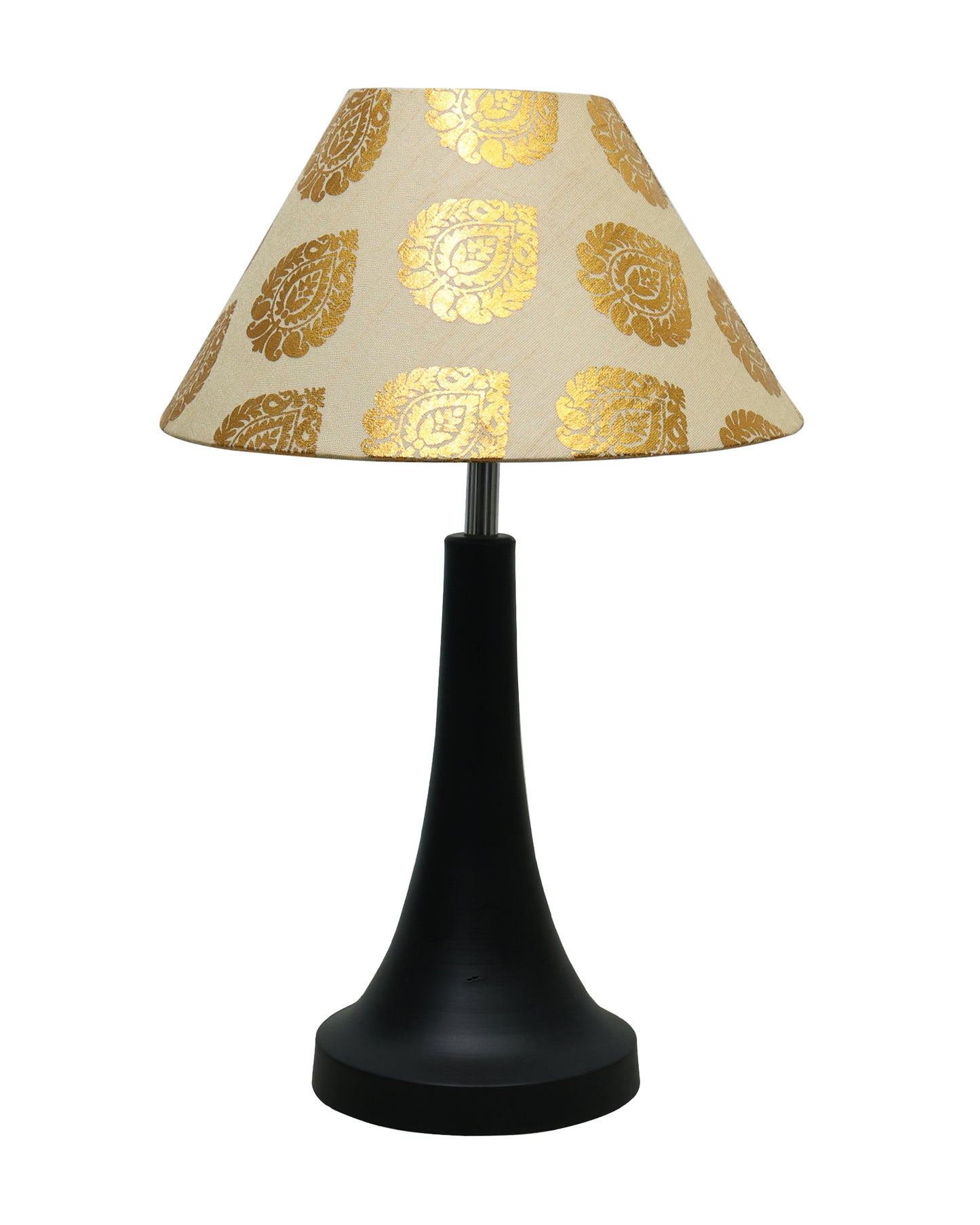 Black Metal Cone Table Lamp with Fabric Shade, B22 holder Nightstand Lamp