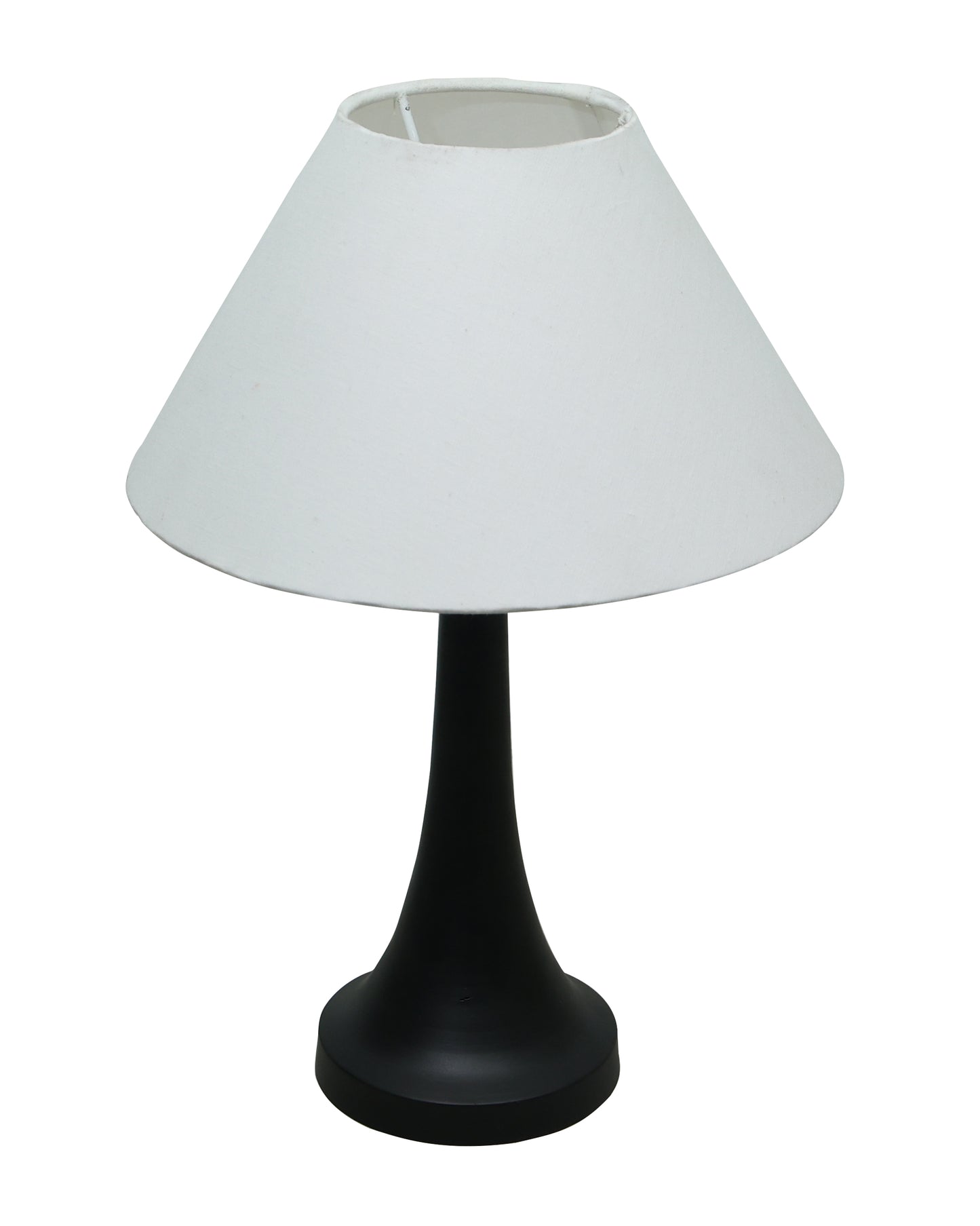 Black Metal Cone Table Lamp with Fabric Shade, B22 holder Nightstand Lamp