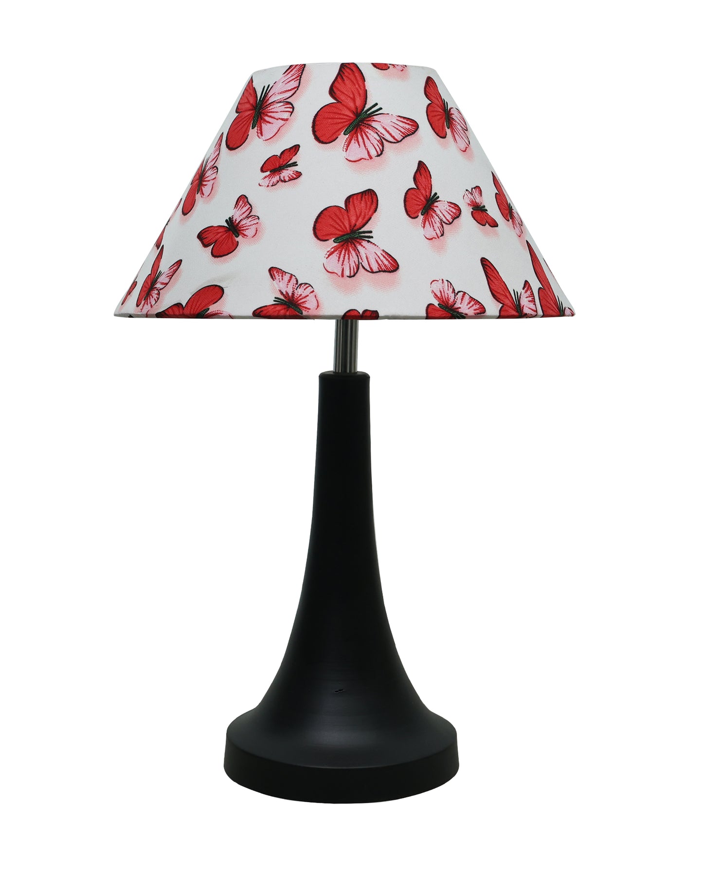 Black Metal Cone Table Lamp with Fabric Shade, B22 holder Nightstand Lamp