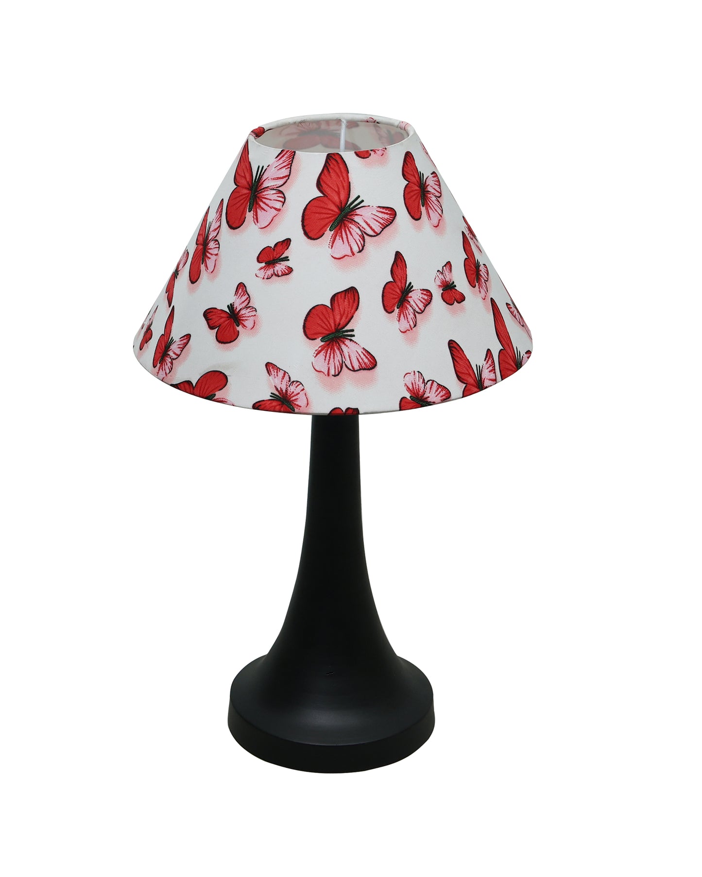 Black Metal Cone Table Lamp with Fabric Shade, B22 holder Nightstand Lamp