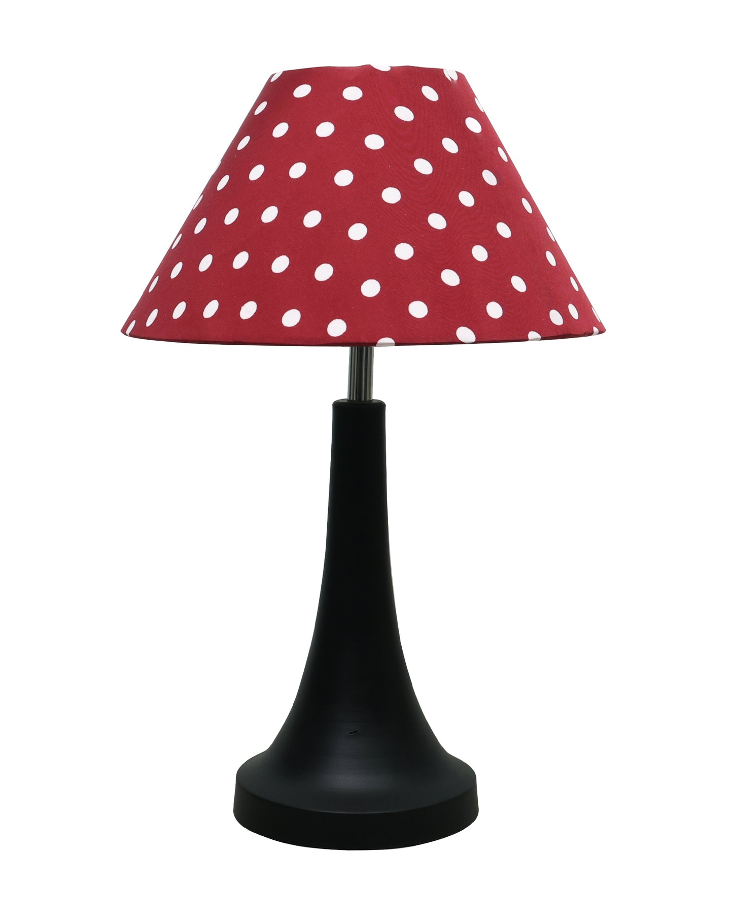 Black Metal Cone Table Lamp with Fabric Shade, B22 holder Nightstand Lamp