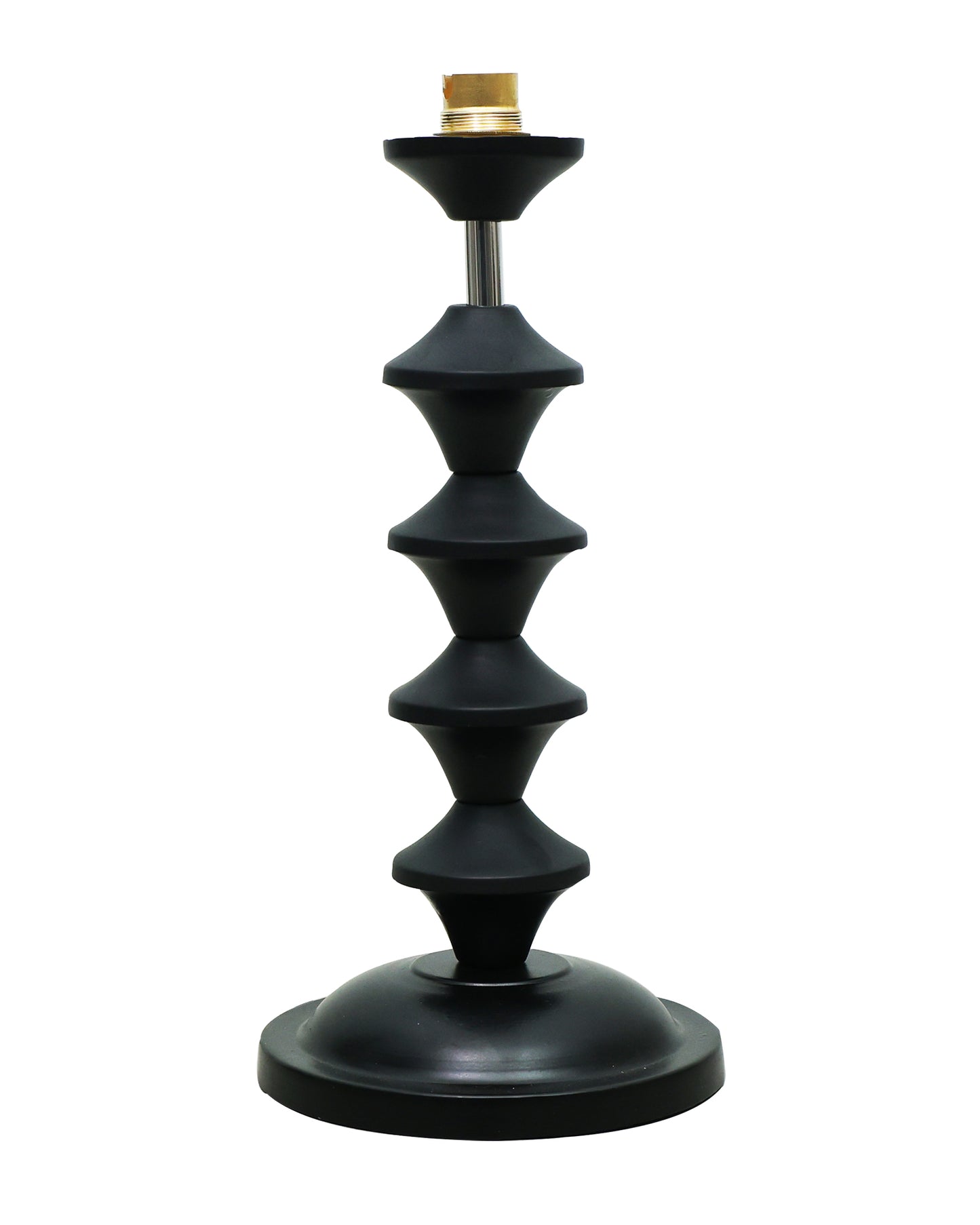 Black Metal Table Lamp with Fabric Shade, B22 holder, Pillar