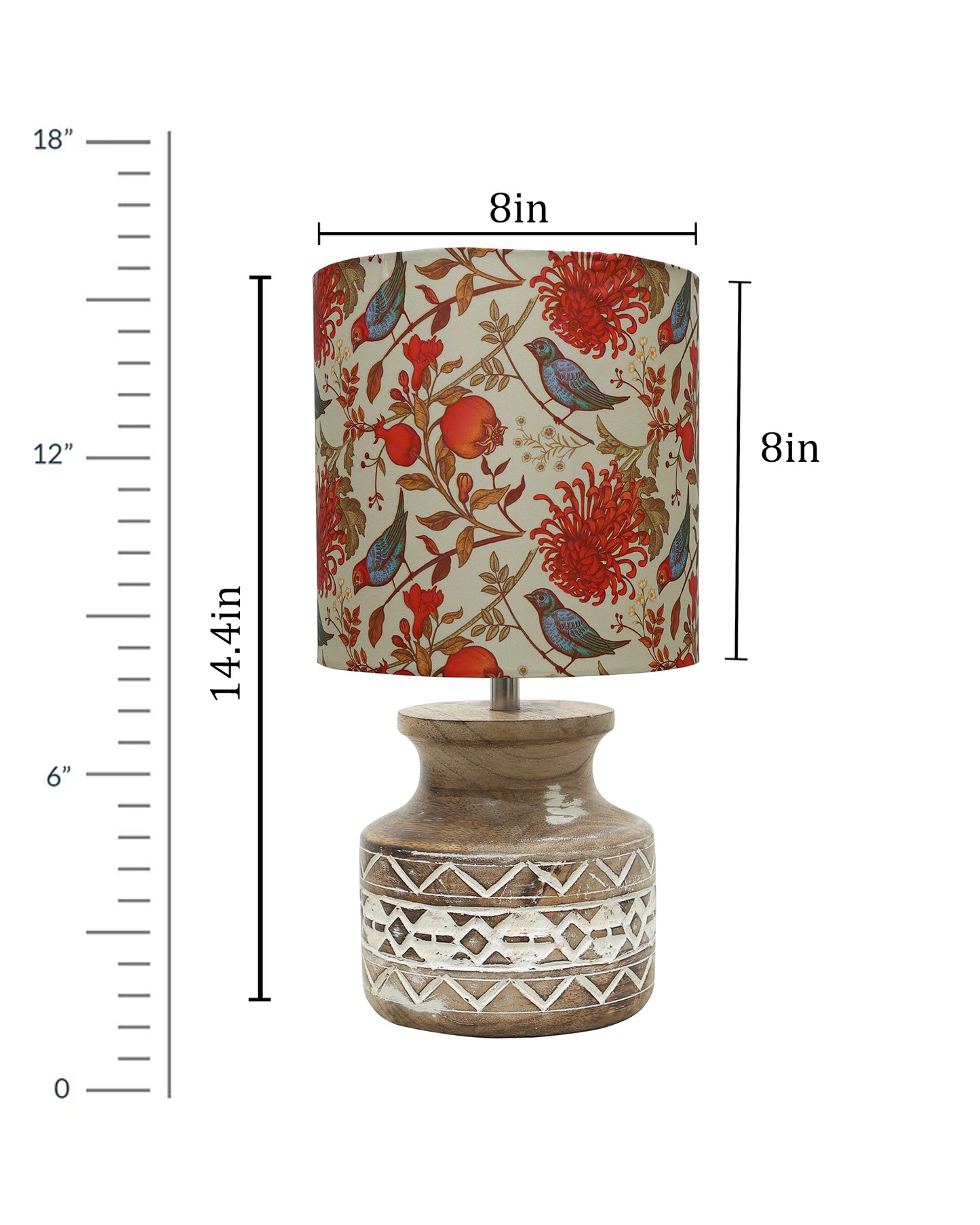 Wood Table Lamp, Modern Base Fabric Lampshade for Home Office Cafe Restaurant, Whitewash Pot