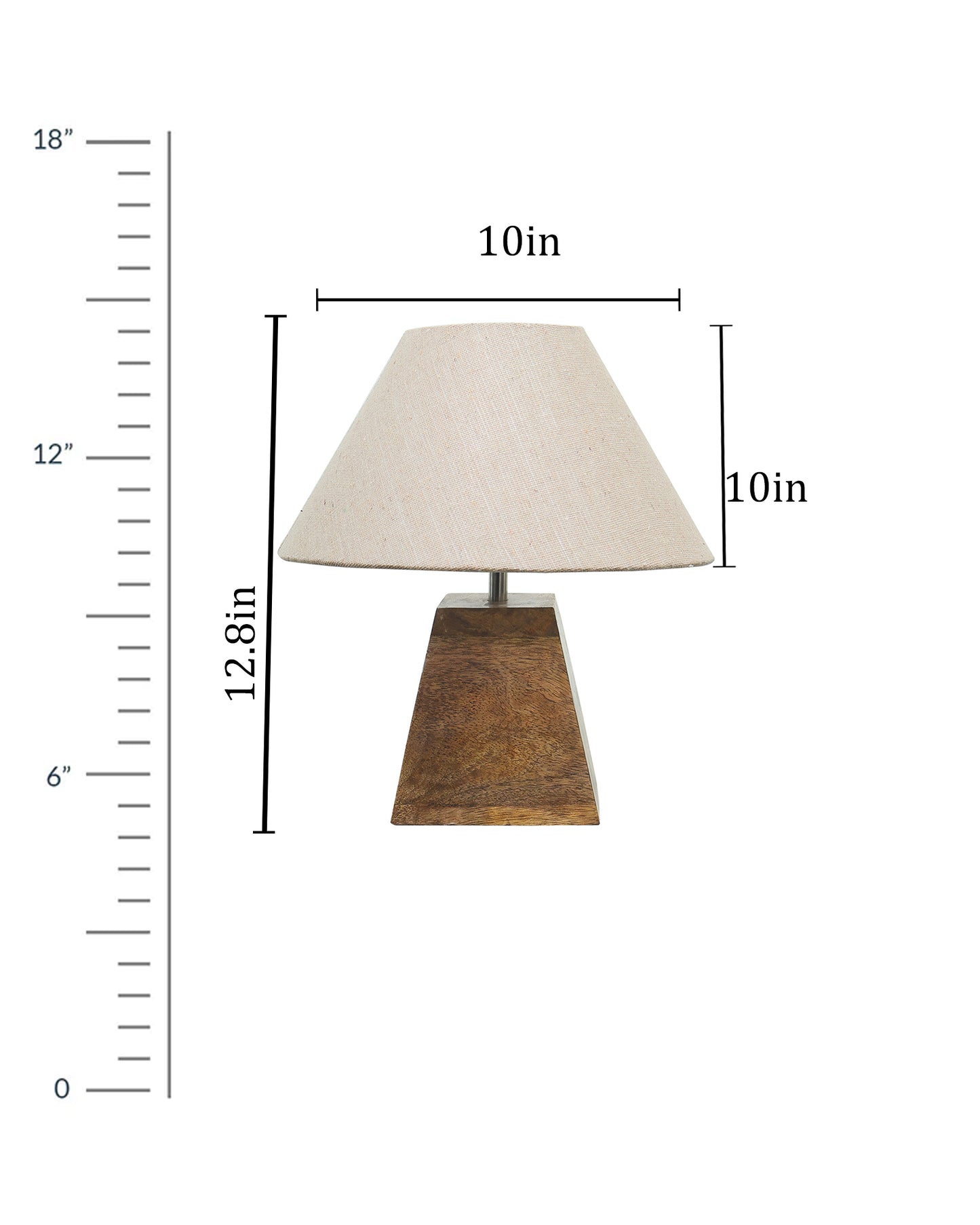 Wood Table Lamp, Modern Base Fabric Lampshade for Home Office Cafe Restaurant, Pyramid