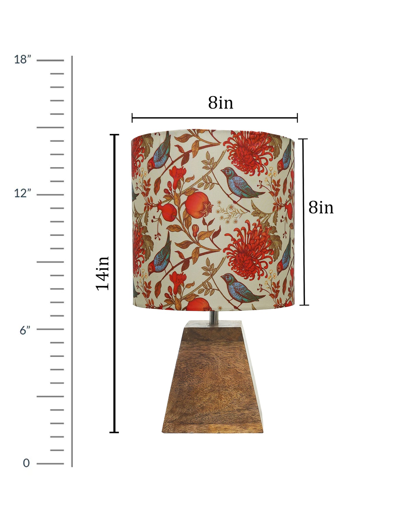 Wood Table Lamp, Modern Base Fabric Lampshade for Home Office Cafe Restaurant, Pyramid