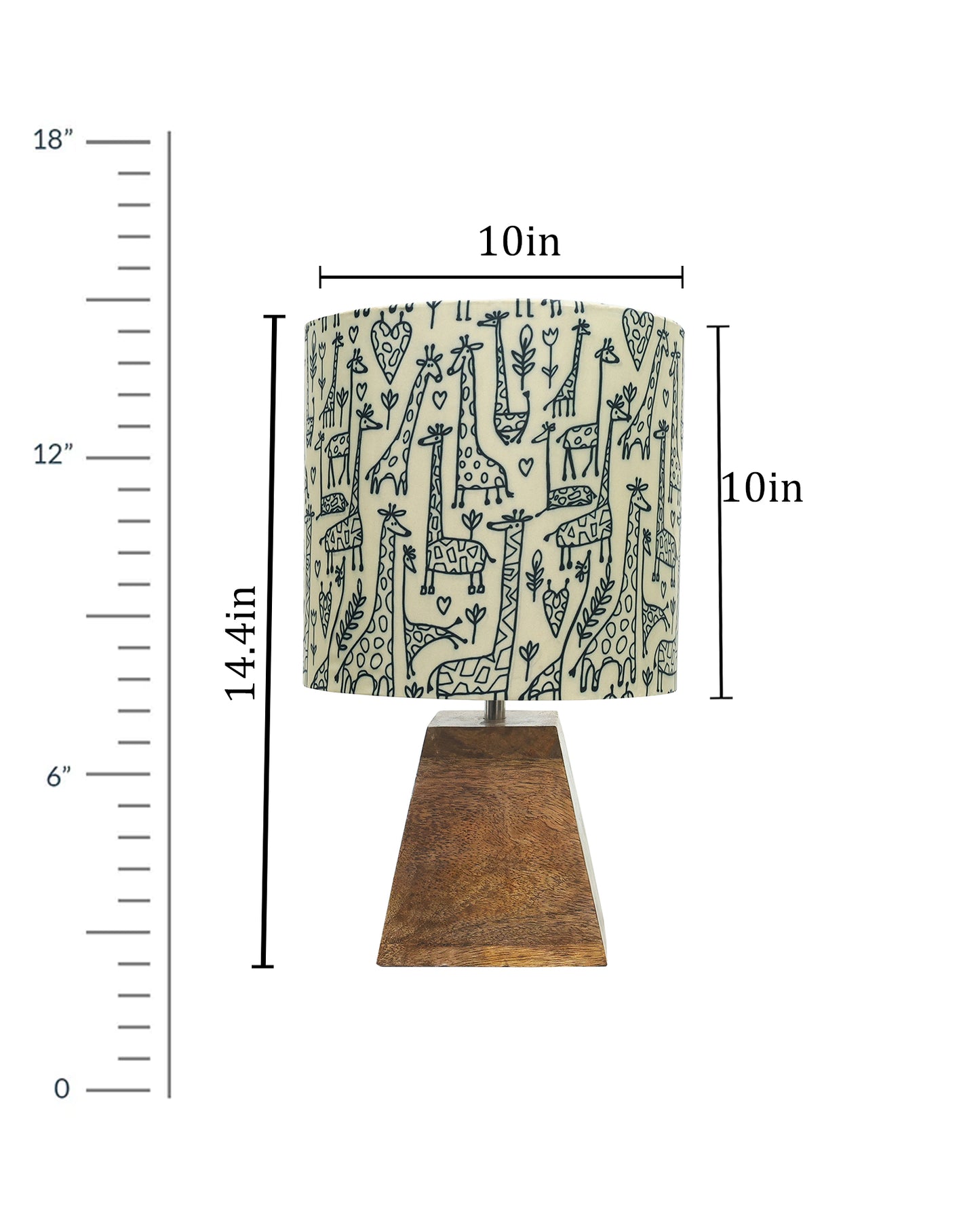 Wood Table Lamp, Modern Base Fabric Lampshade for Home Office Cafe Restaurant, Pyramid
