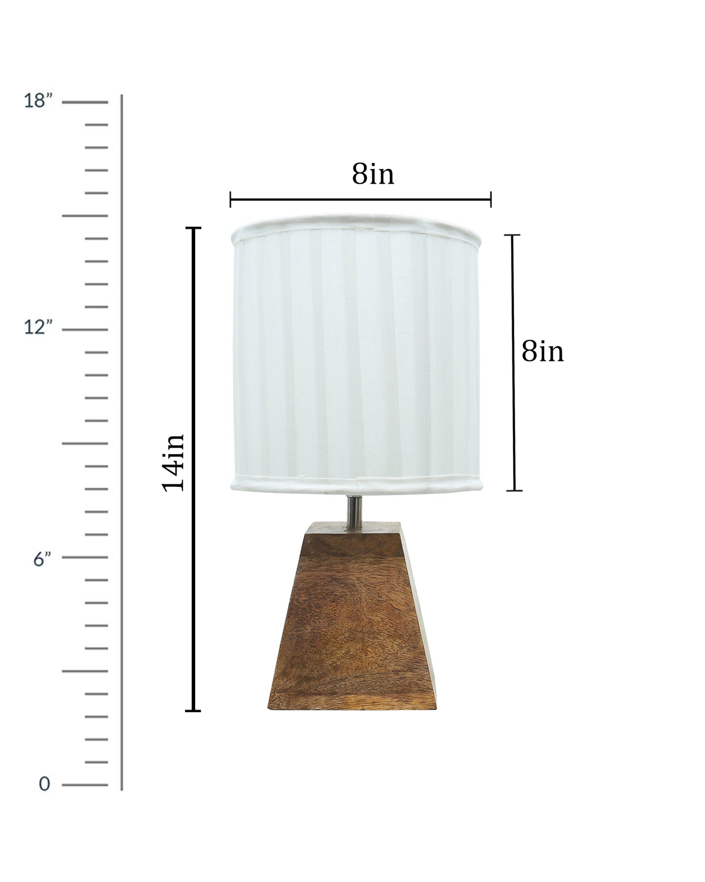 Wood Table Lamp, Modern Base Fabric Lampshade for Home Office Cafe Restaurant, Pyramid